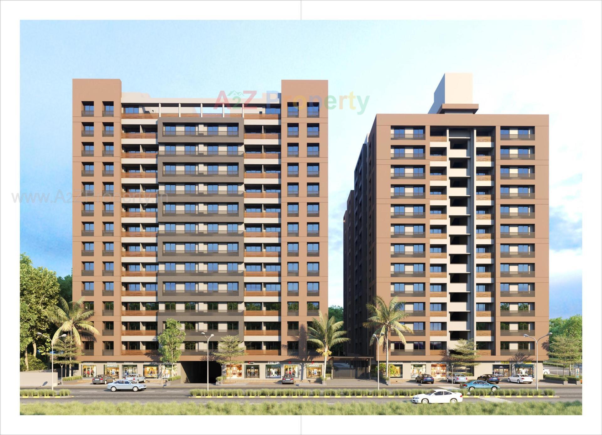 3D Elevation of real estate project Panchamrut Skyz located at Saij, Ahmedabad, Gujarat