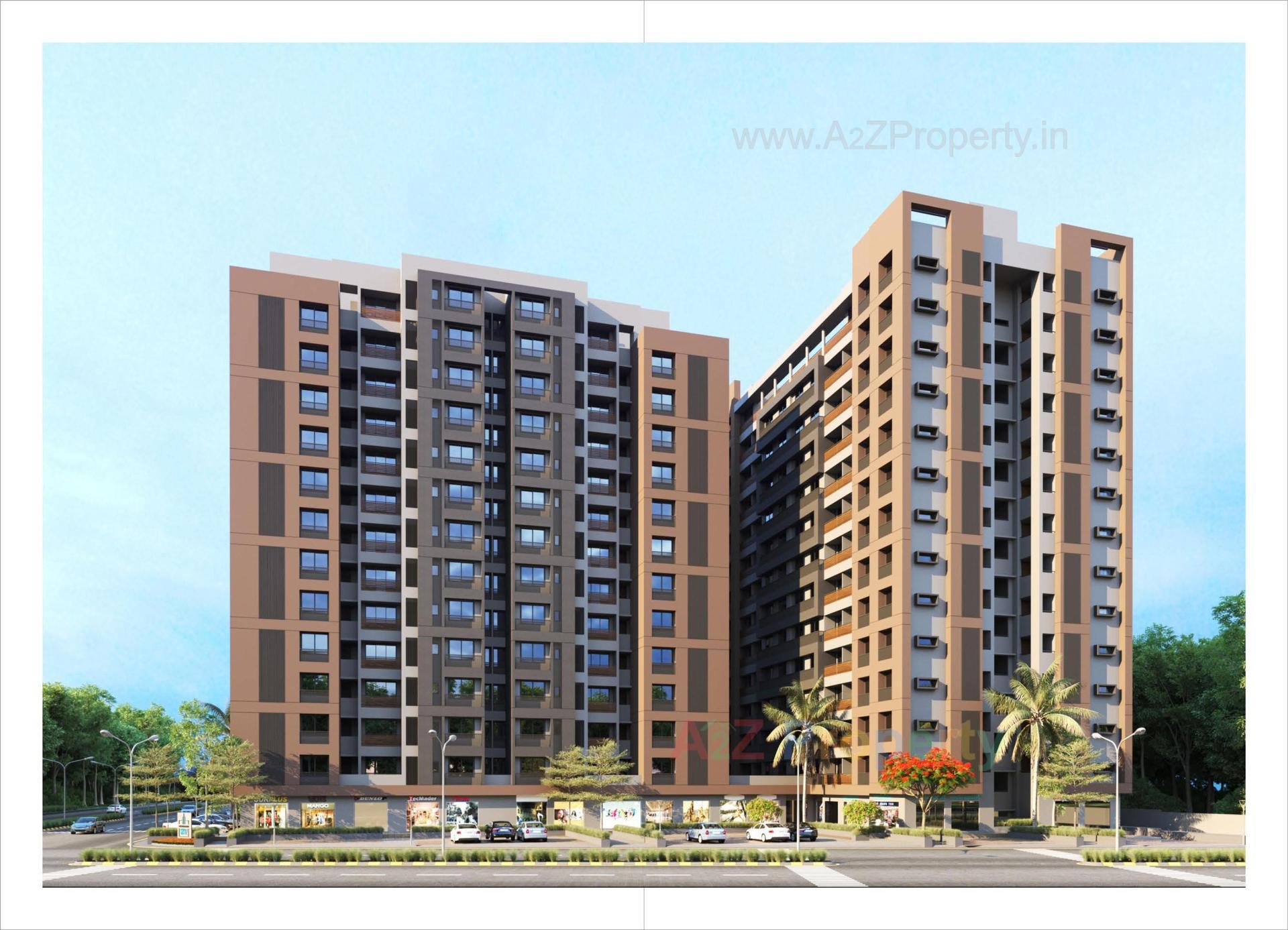 3D Elevation of real estate project Panchamrut Skyz located at Saij, Ahmedabad, Gujarat