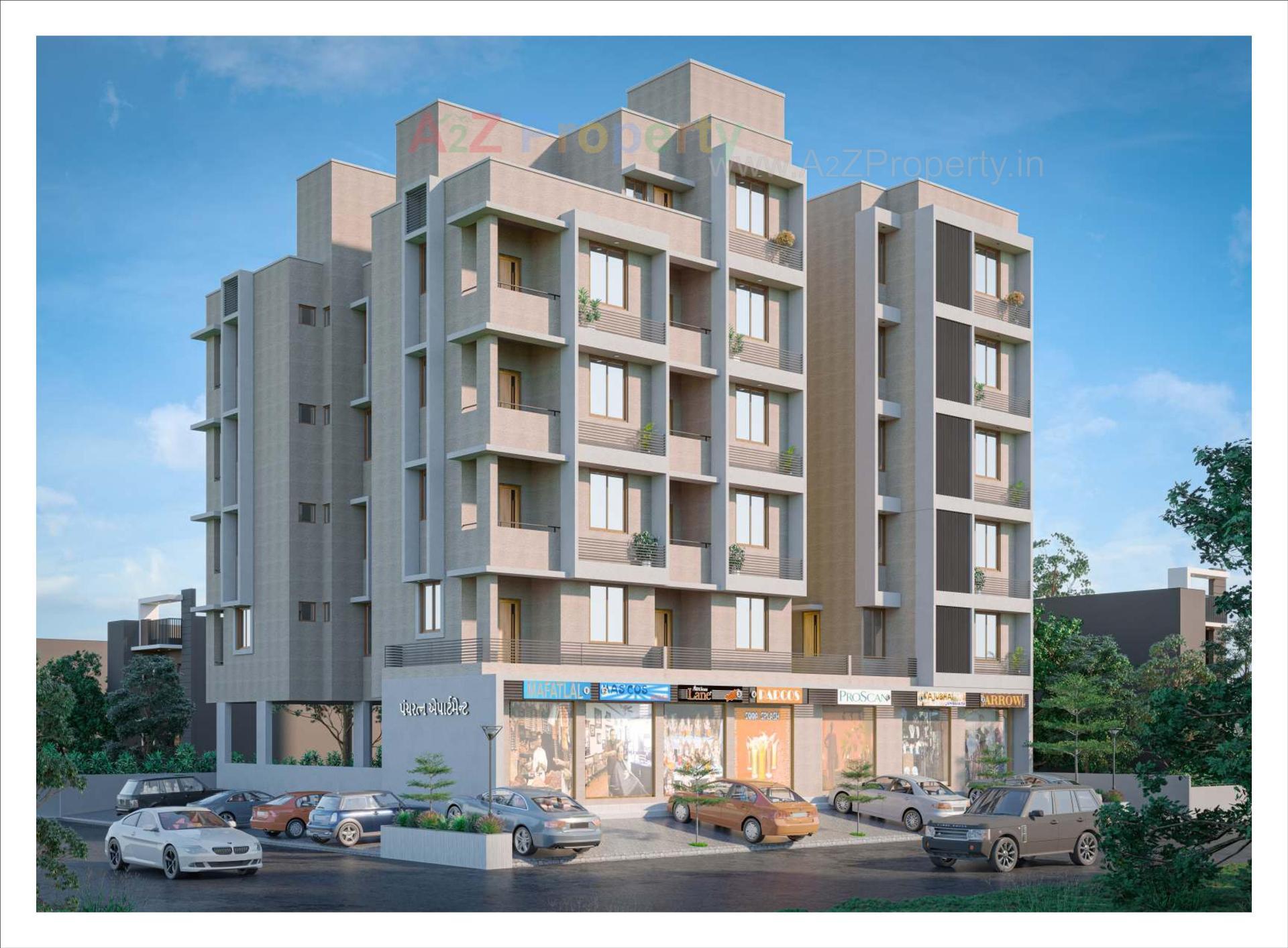 3D Elevation of real estate project Panchratna Apartment located at Fatehwadi, Ahmedabad, Gujarat