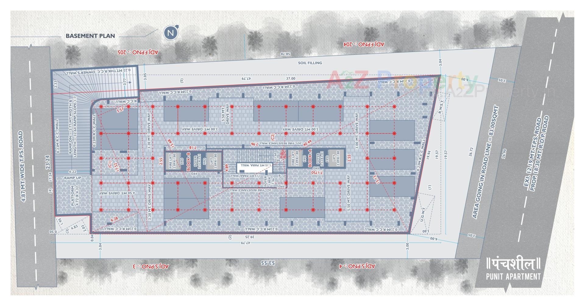 Layout of real estate project Panchshil Punit Appartment located at Khokhra, Ahmedabad, Gujarat