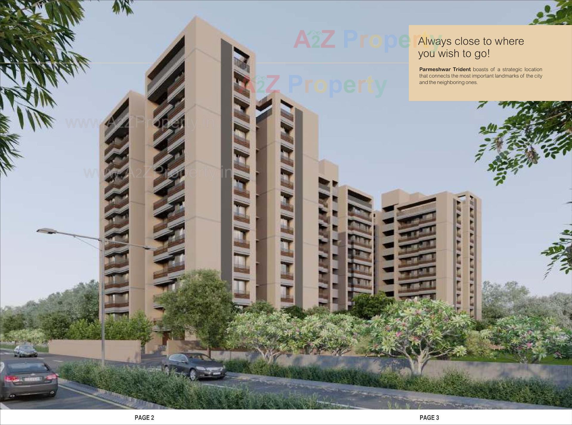3D Elevation of real estate project Parmeshwar Trident located at Tragad, Ahmedabad, Gujarat