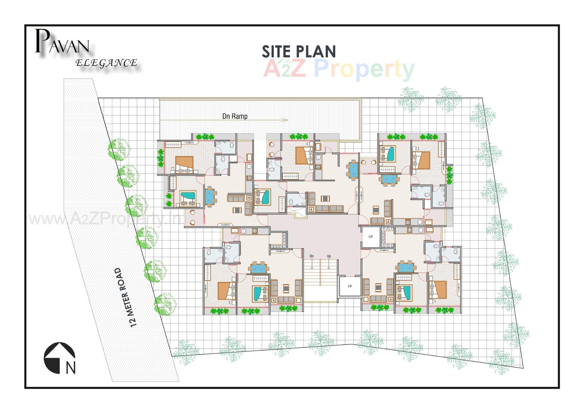 Layout of real estate project Pavan Elegance located at Ghuma, Ahmedabad, Gujarat