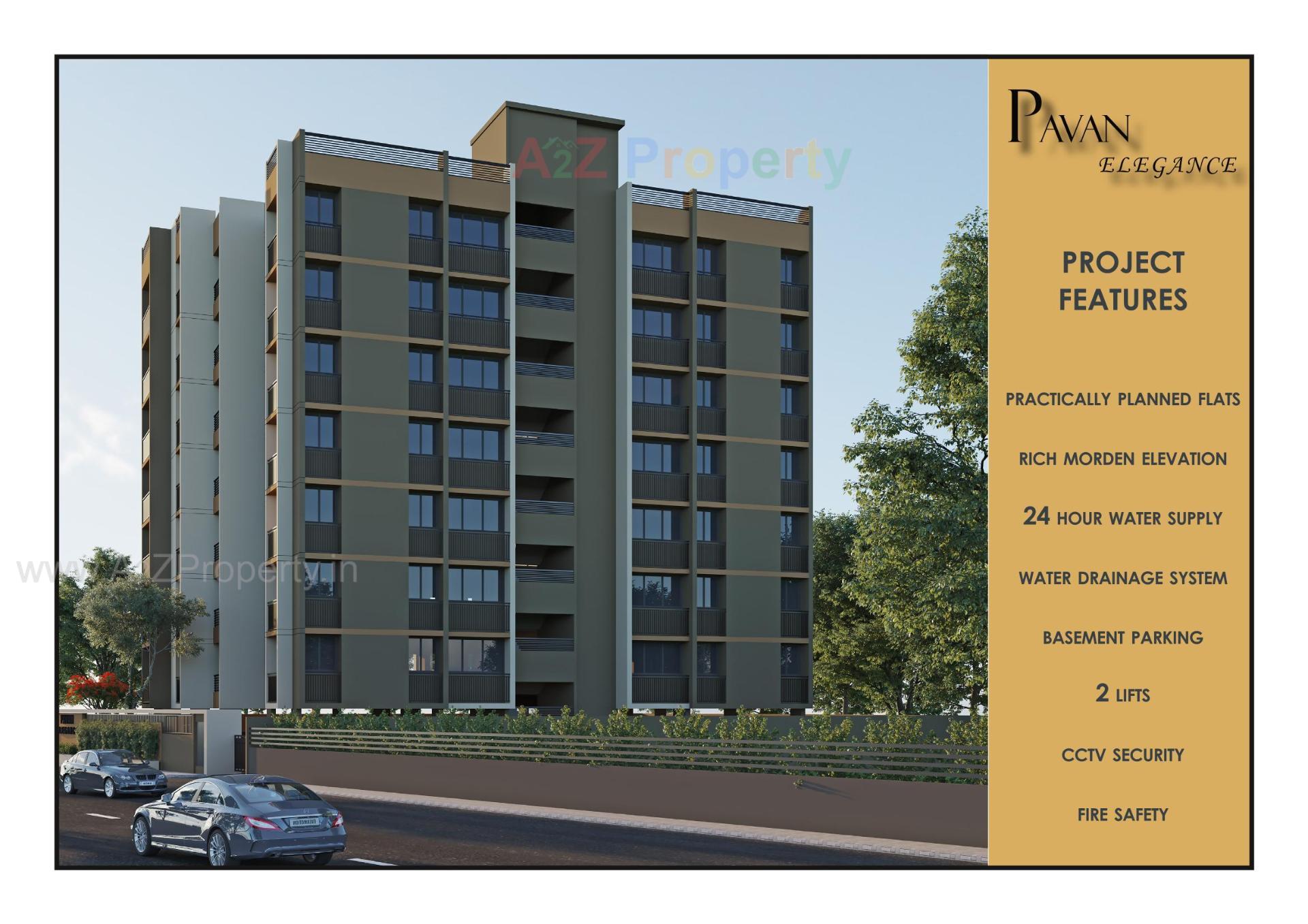 3D Elevation of real estate project Pavan Elegance located at Ghuma, Ahmedabad, Gujarat
