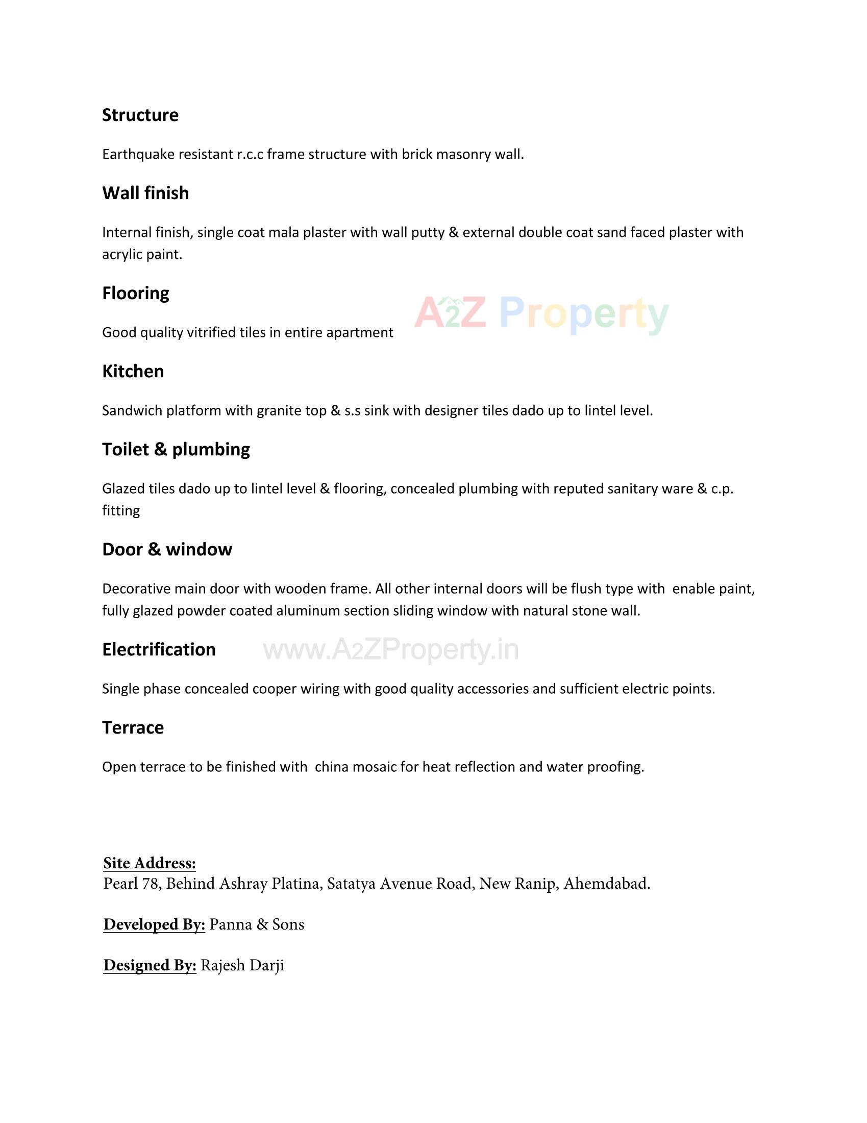  of real estate project Pearl located at Chandlodiya, Ahmedabad, Gujarat