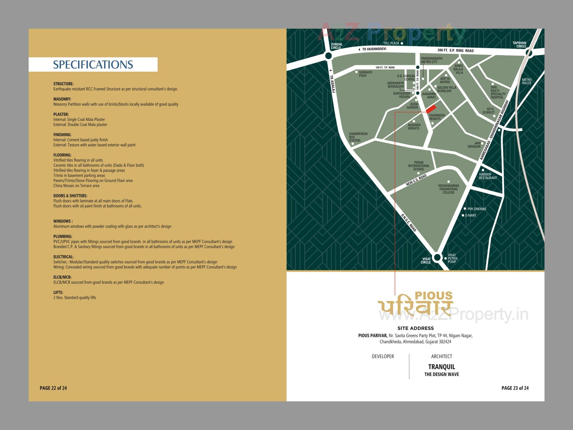  of real estate project Pious Parivar located at Chandkheda, Ahmedabad, Gujarat