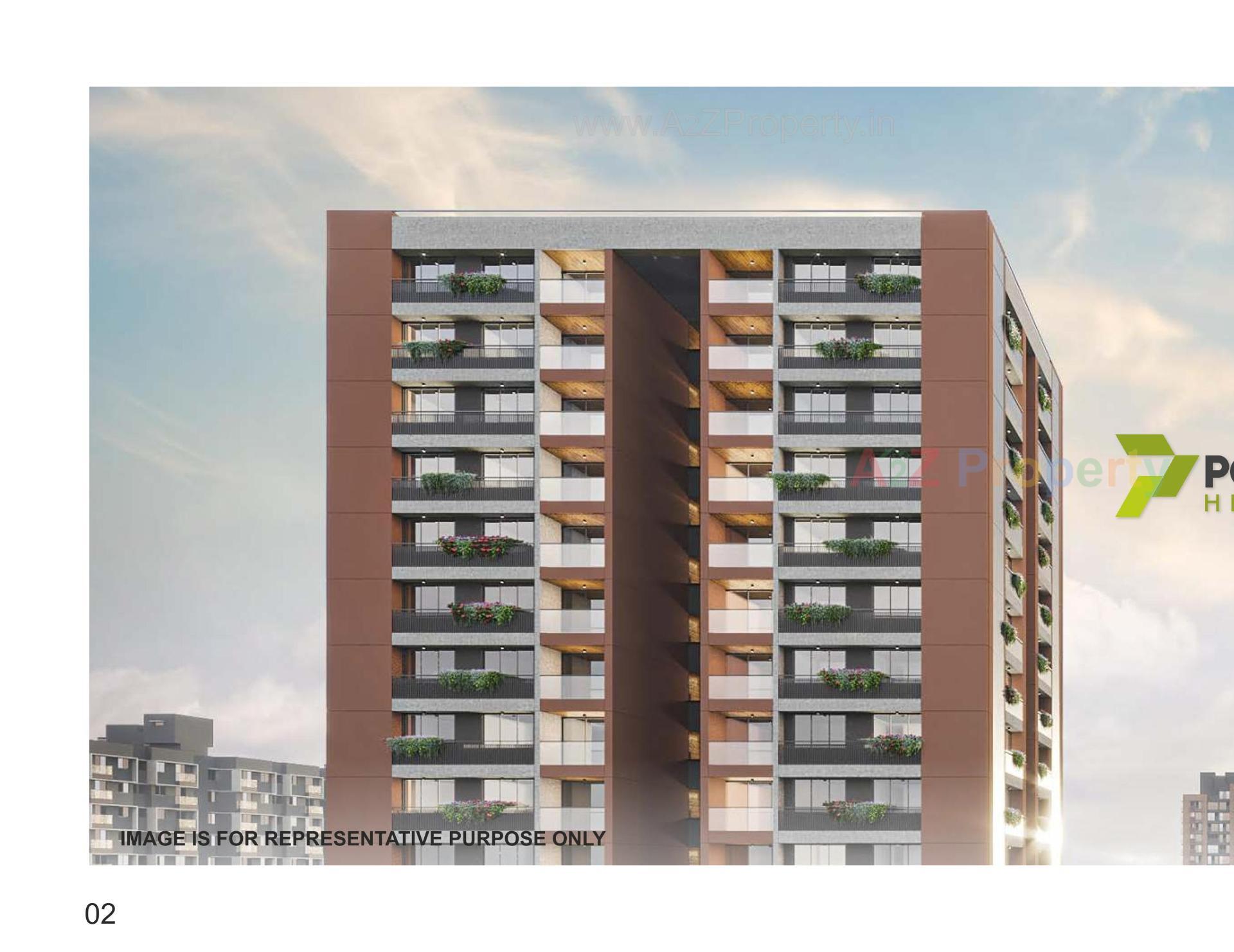 3D Elevation of real estate project Pooja Heights located at Laxmipura, Ahmedabad, Gujarat
