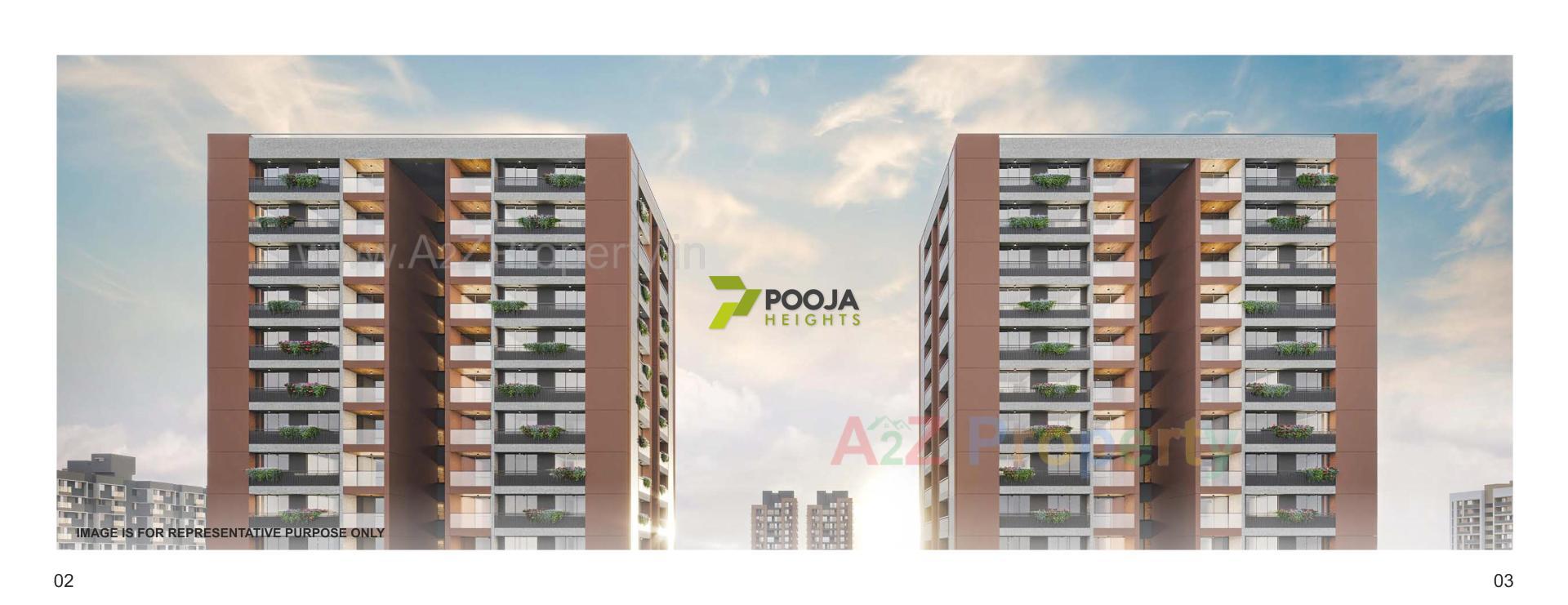 3D Elevation of real estate project Pooja Heights located at Laxmipura, Ahmedabad, Gujarat