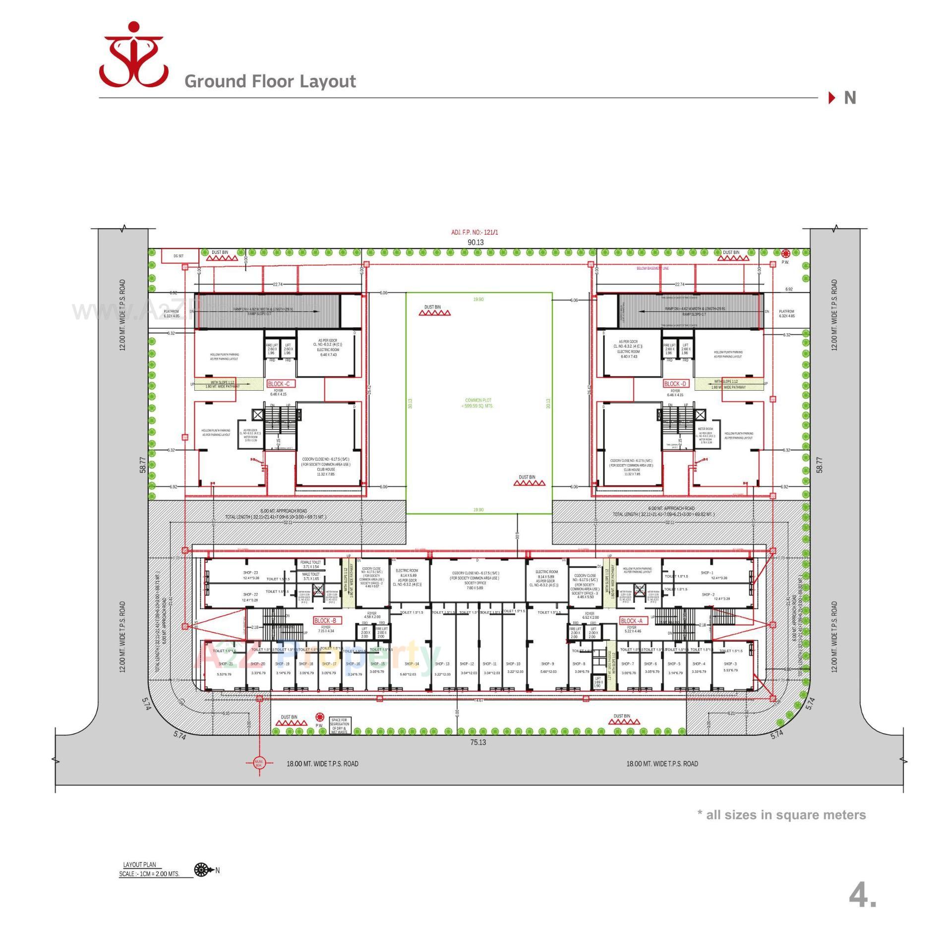 Layout of real estate project Praangan located at Chharodi, Ahmedabad, Gujarat