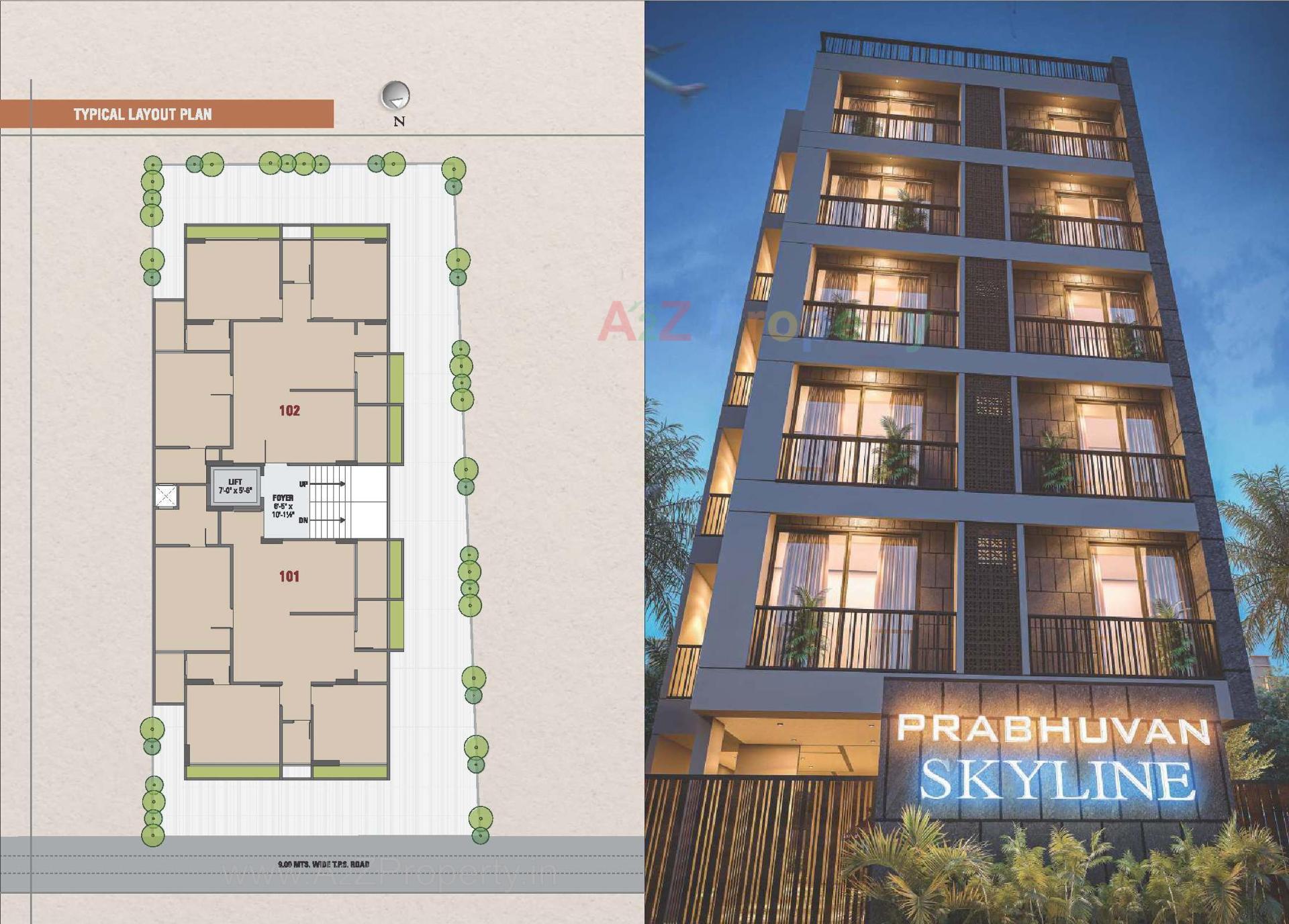 Layout of real estate project Prabhuvan Skyline located at Paldi, Ahmedabad, Gujarat