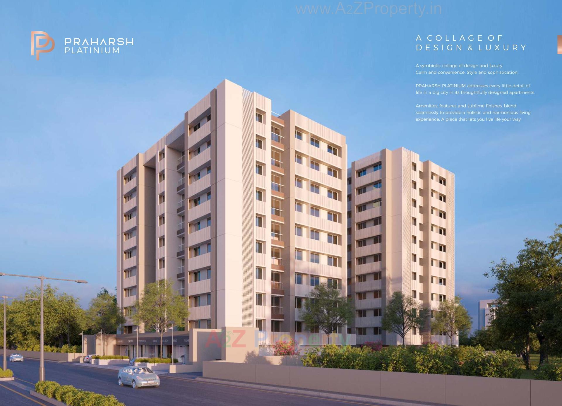 3D Elevation of real estate project Praharsh Platinium located at Ghuma, Ahmedabad, Gujarat