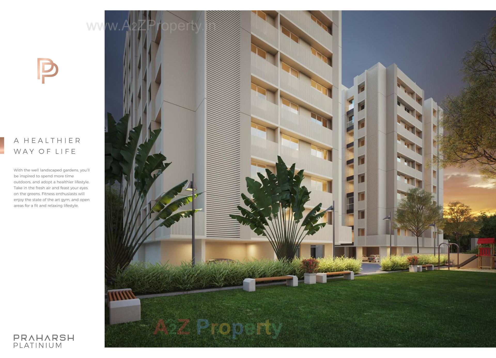 3D Elevation of real estate project Praharsh Platinium located at Ghuma, Ahmedabad, Gujarat