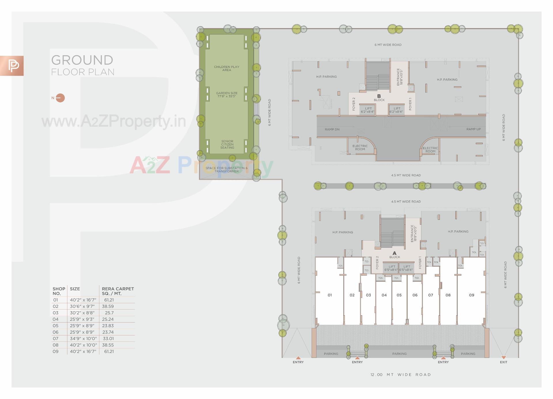 Layout of real estate project Praharsh Platinium located at Ghuma, Ahmedabad, Gujarat