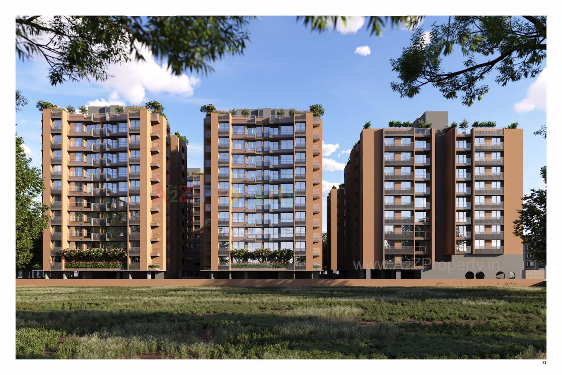 3D Elevation of real estate project Praharsh Serena located at Ghuma, Ahmedabad, Gujarat