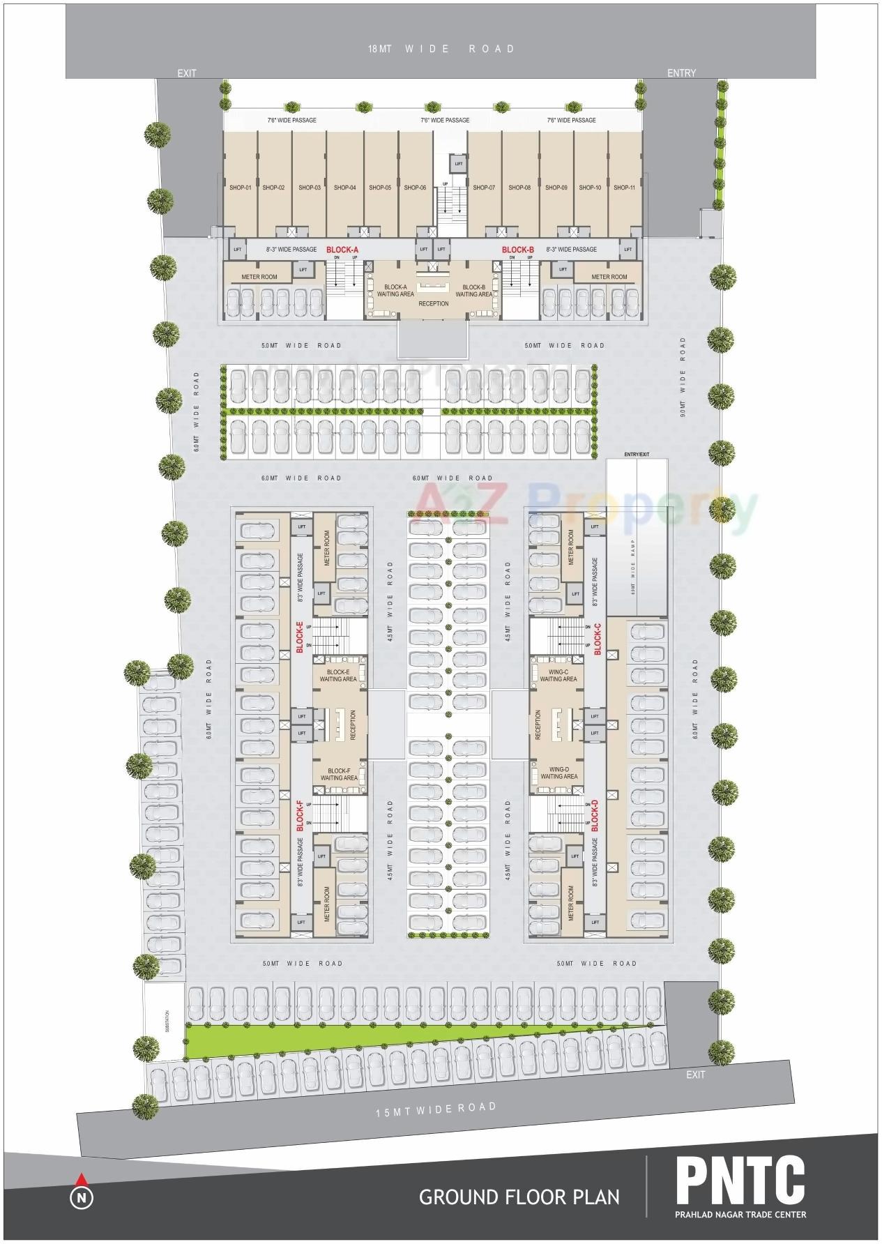 Layout of real estate project Prahladnagar Trade Centre located at Vejalpur, Ahmedabad, Gujarat