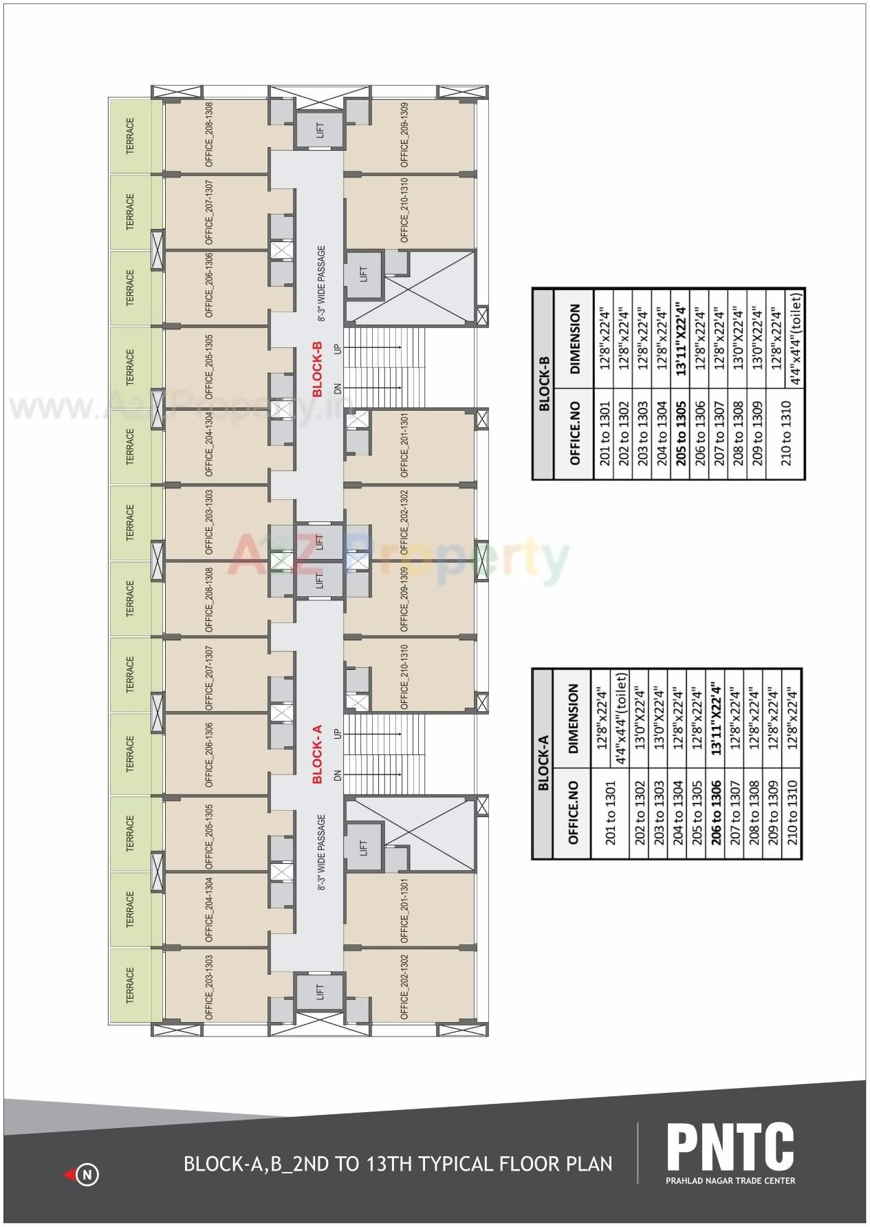 Layout of real estate project Prahladnagar Trade Centre located at Vejalpur, Ahmedabad, Gujarat