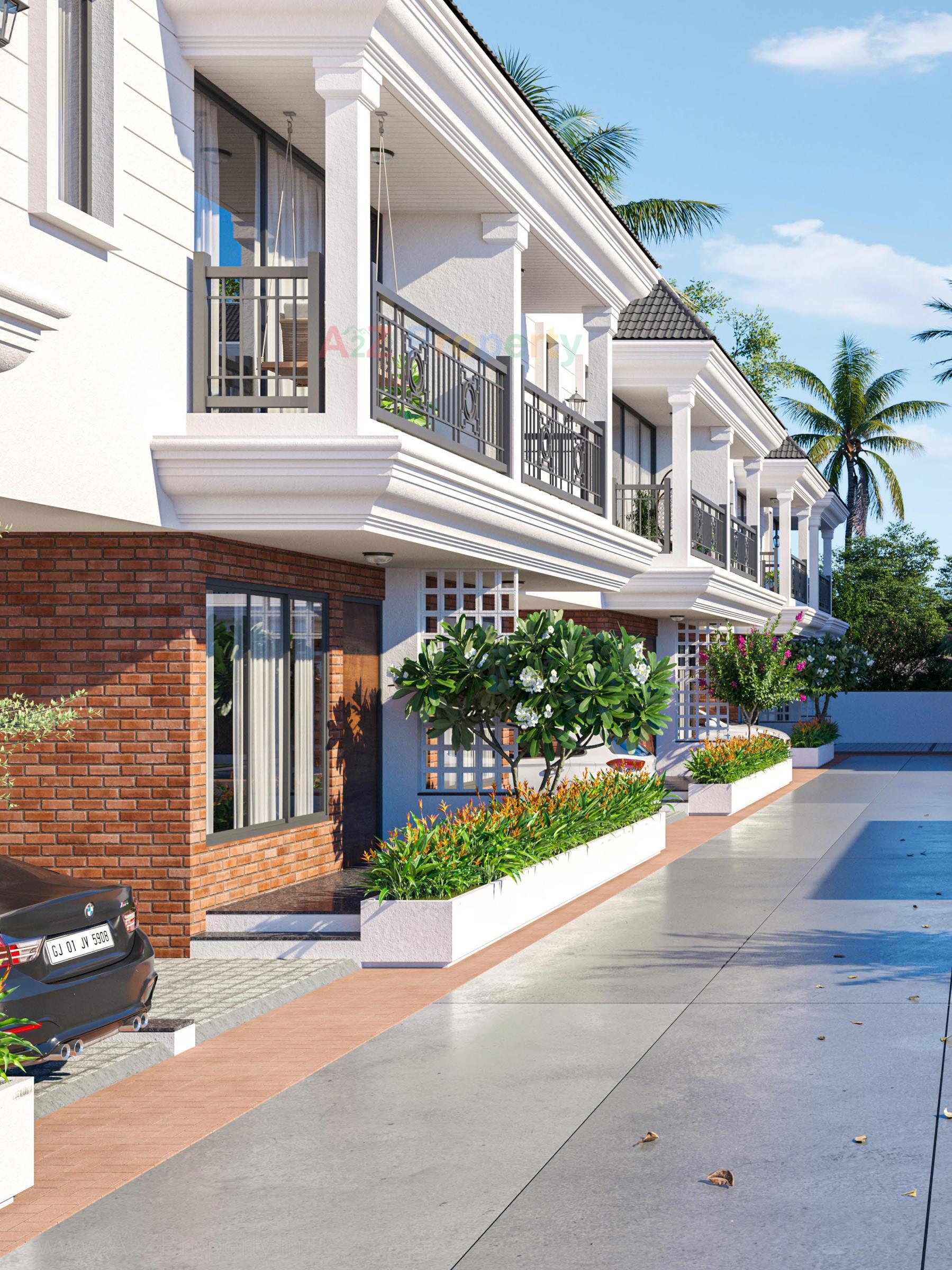 3D Elevation of real estate project Prarthna Bungalows located at Ahmedabad, Ahmedabad, Gujarat