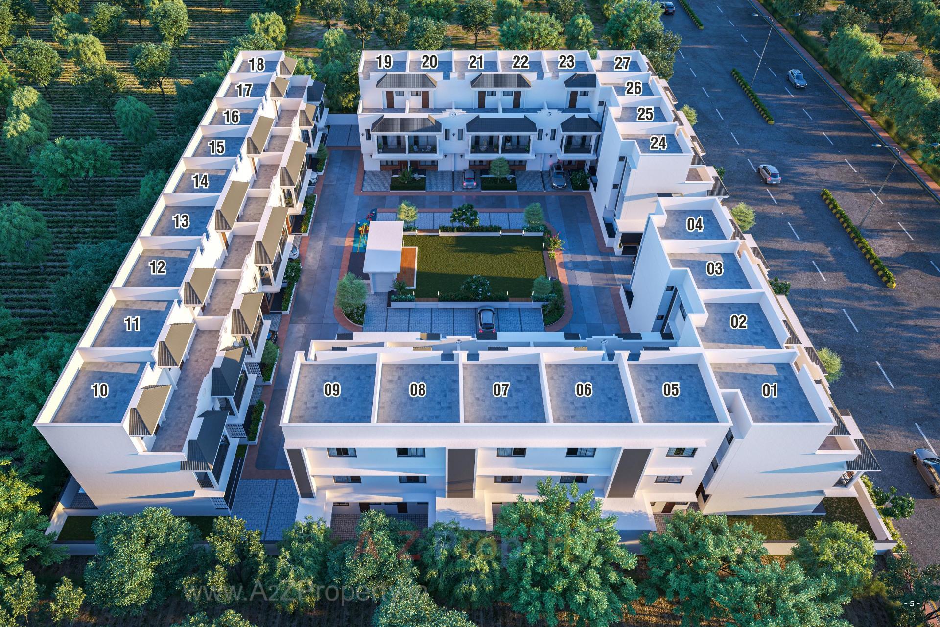 3D Elevation of real estate project Prarthna Bungalows located at Ahmedabad, Ahmedabad, Gujarat