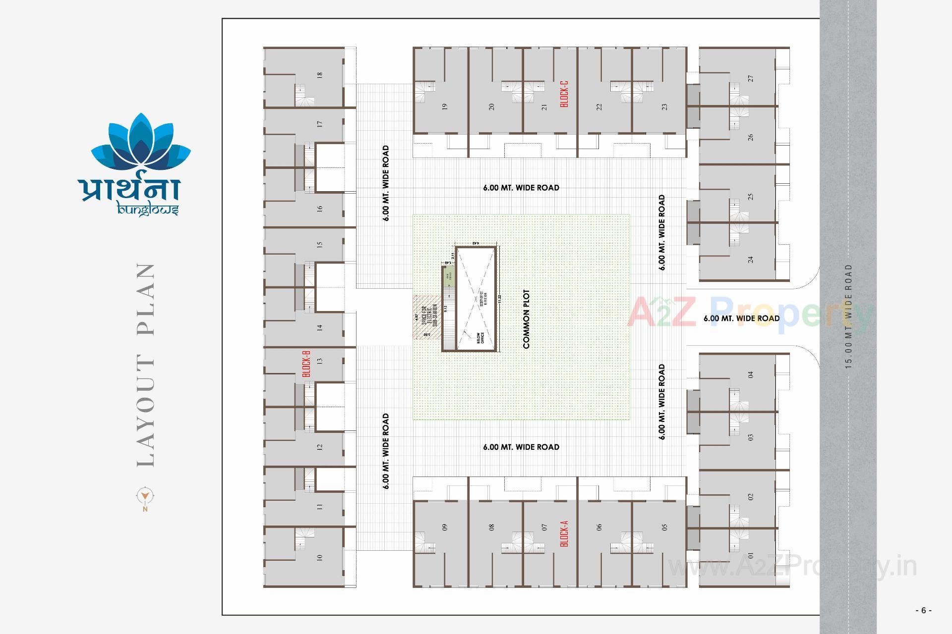 Layout of real estate project Prarthna Bungalows located at Ahmedabad, Ahmedabad, Gujarat