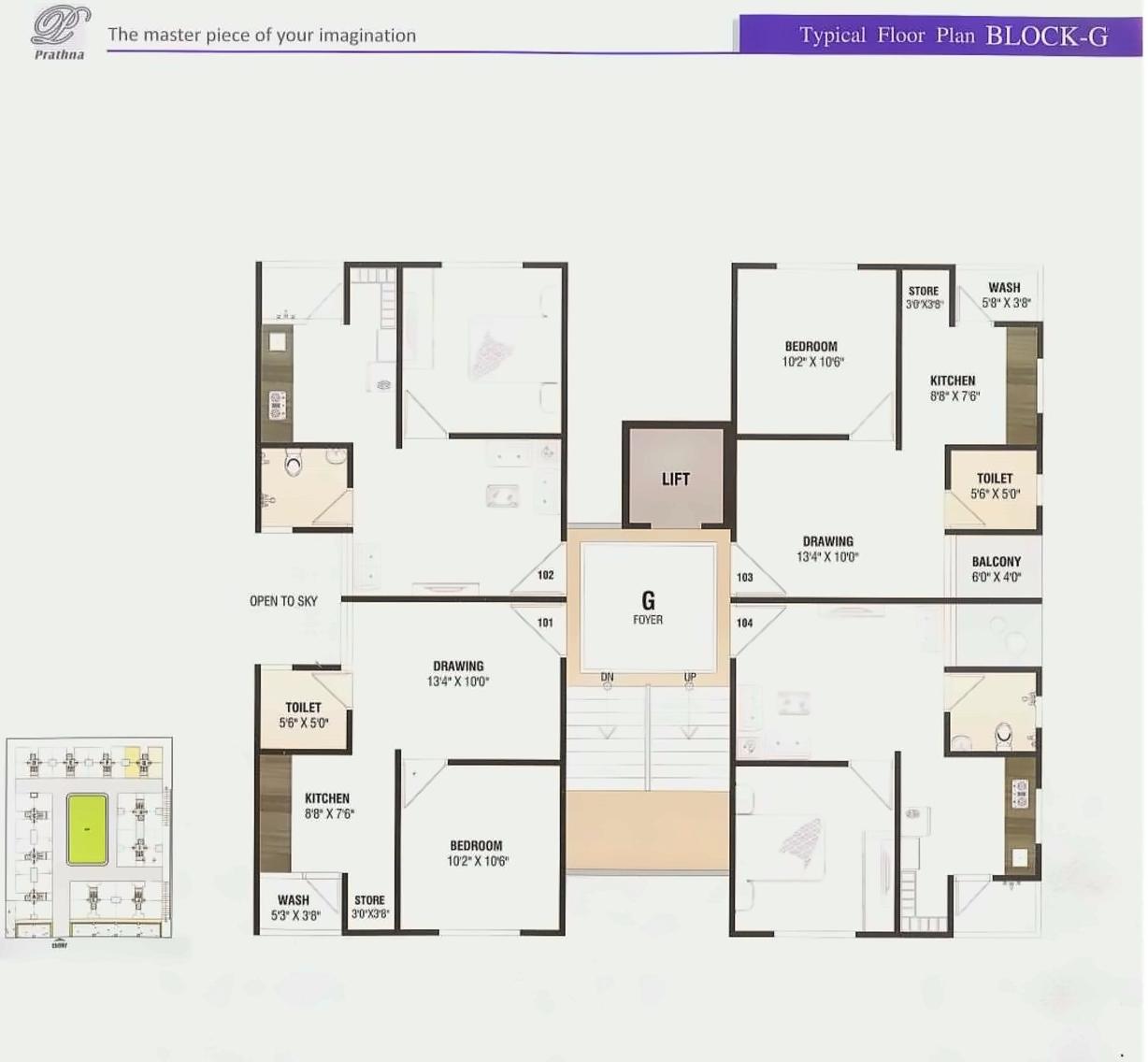 Layout of real estate project Prathna Elegance located at Gota, Ahmedabad, Gujarat