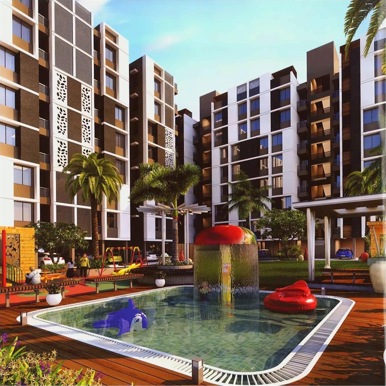 3D Elevation of real estate project Prathna Elegance located at Gota, Ahmedabad, Gujarat