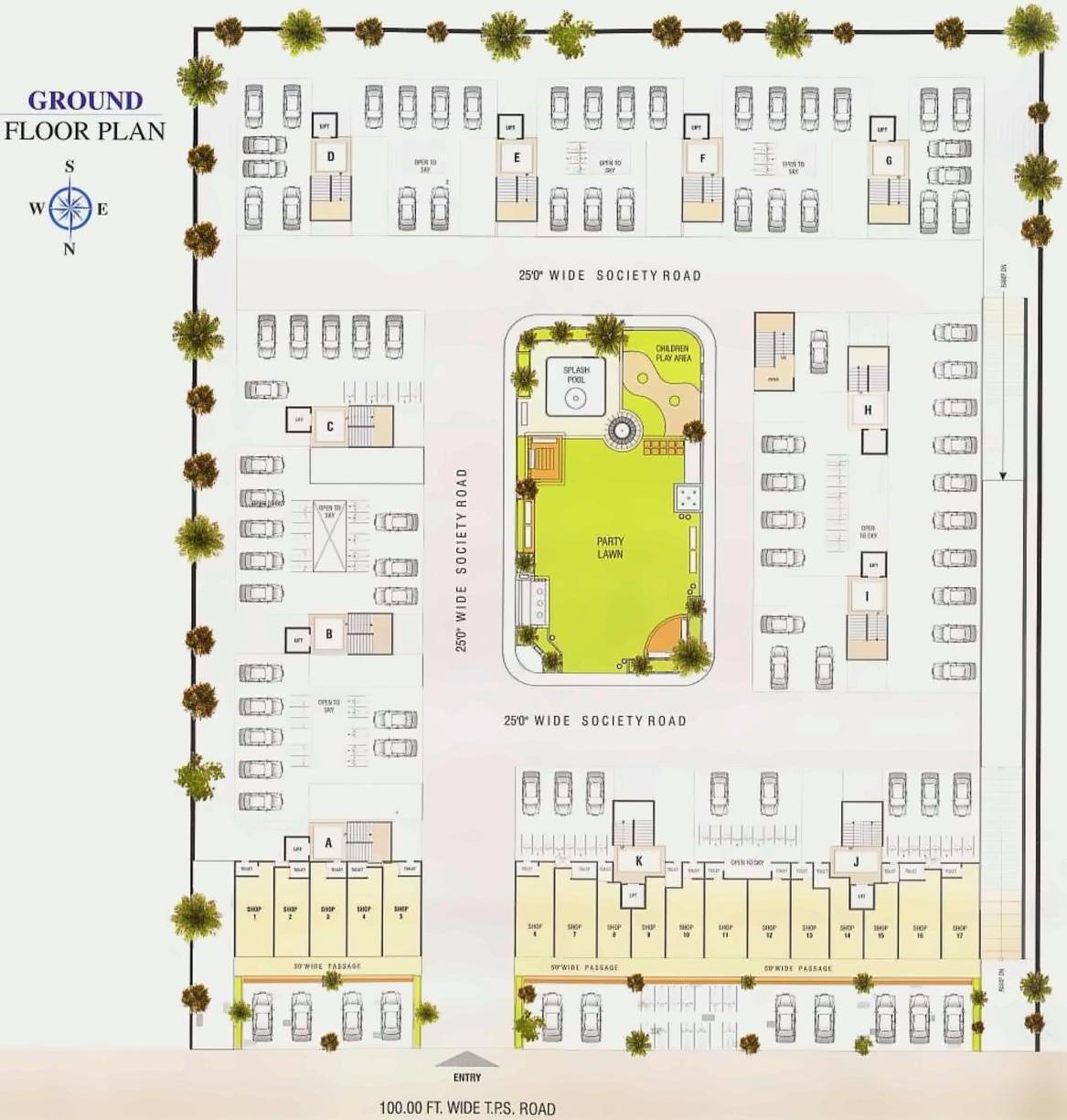 Layout of real estate project Prathna Elegance located at Gota, Ahmedabad, Gujarat