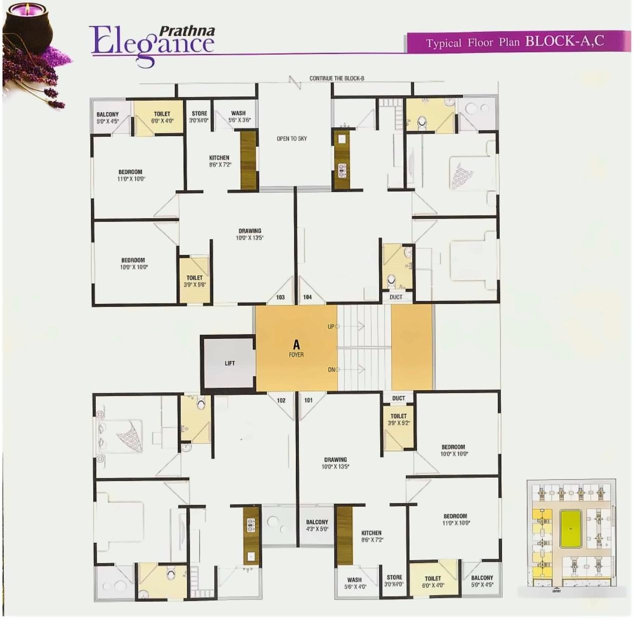 Layout of real estate project Prathna Elegance located at Gota, Ahmedabad, Gujarat
