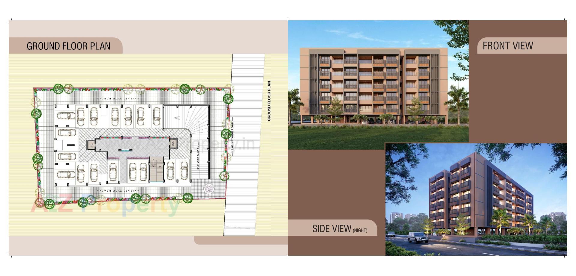 Layout of real estate project Pushkar Apartment located at Gulbai-tekra, Ahmedabad, Gujarat