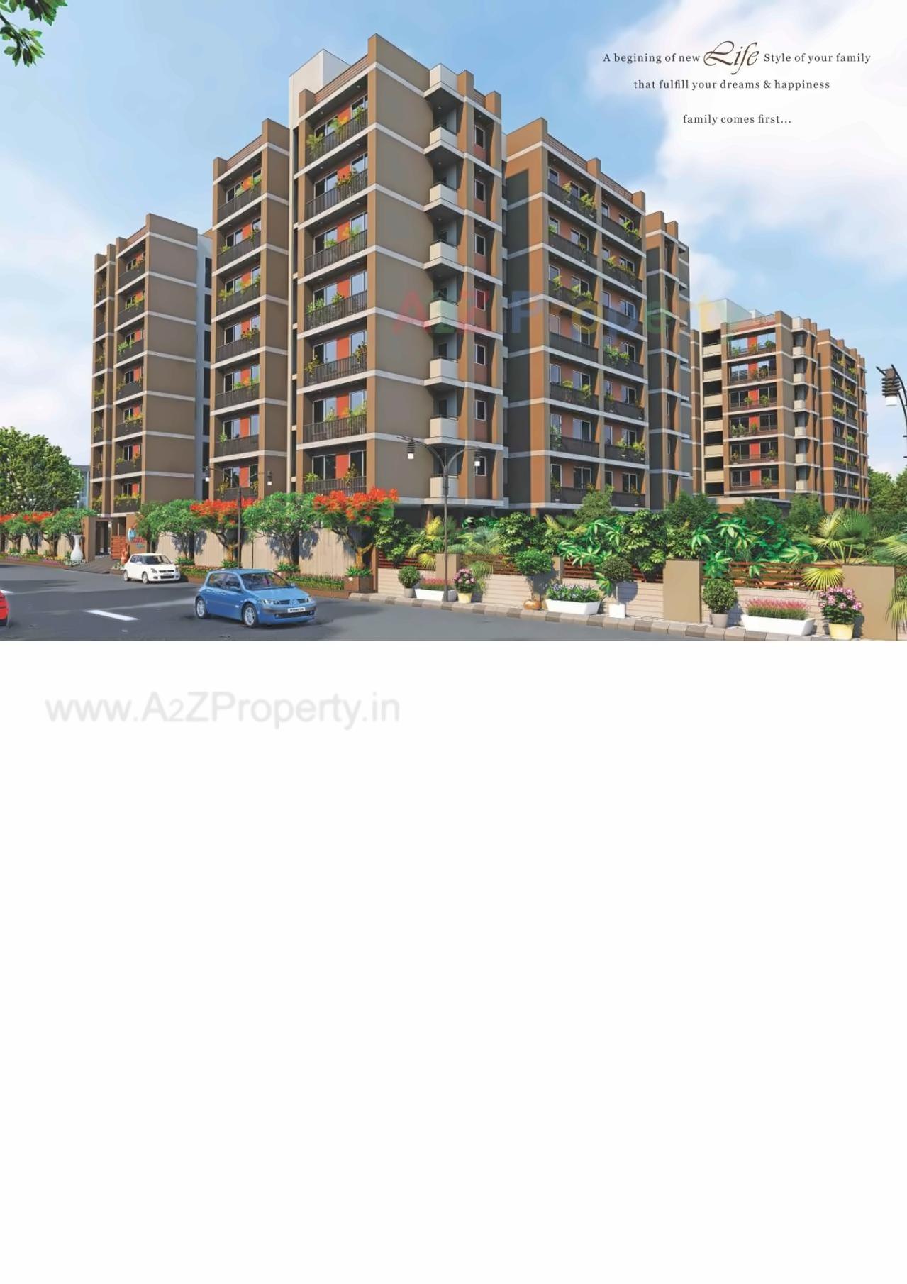 3D Elevation of real estate project Pushkar Elegance located at Isanpur, Ahmedabad, Gujarat