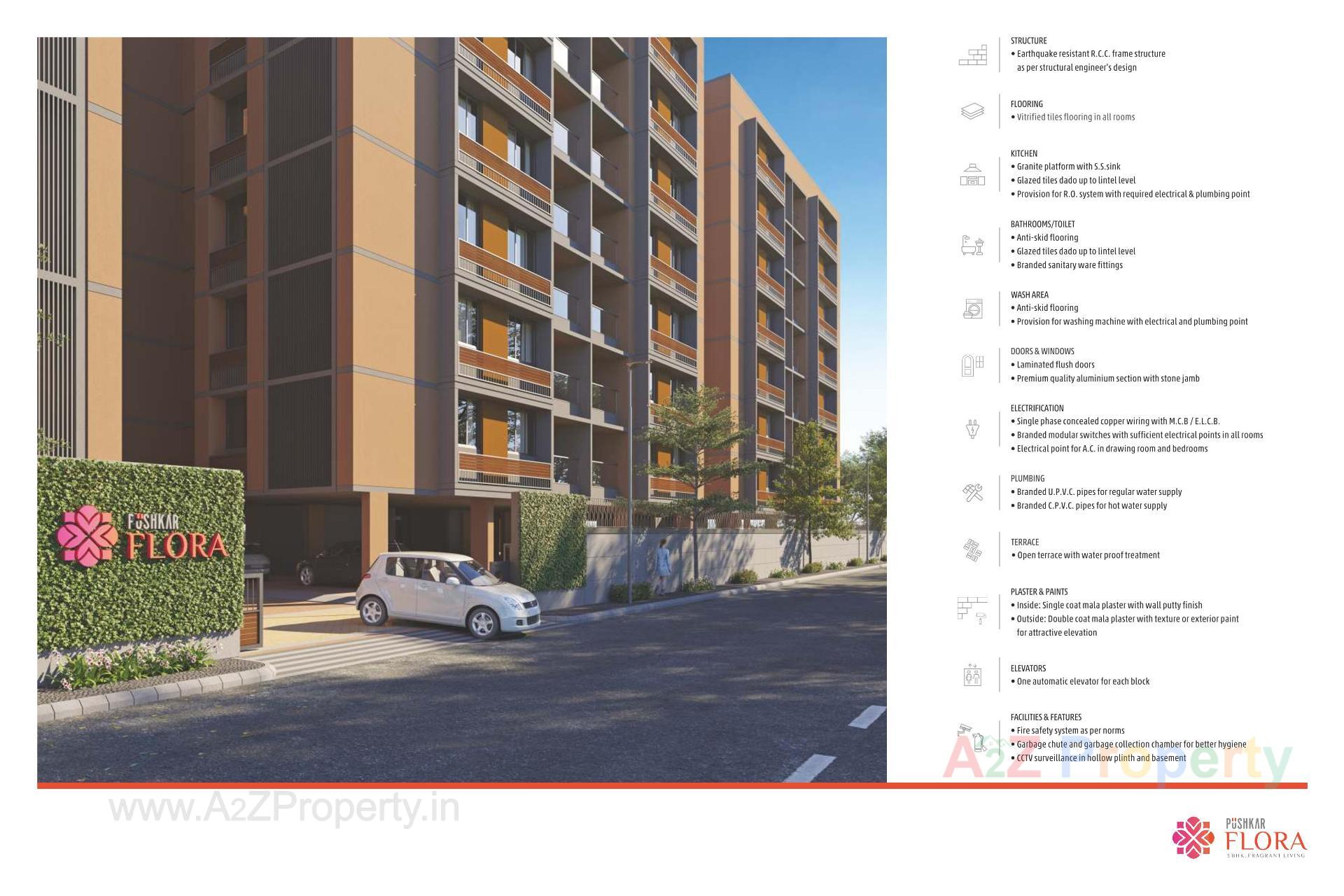 3D Elevation of real estate project Pushkar Flora located at Isanpur, Ahmedabad, Gujarat