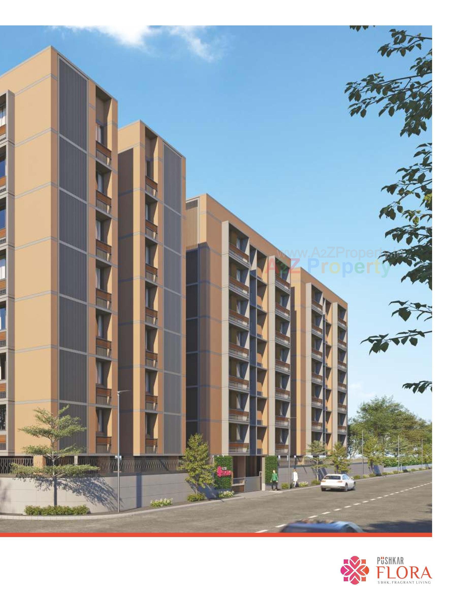 3D Elevation of real estate project Pushkar Flora located at Isanpur, Ahmedabad, Gujarat