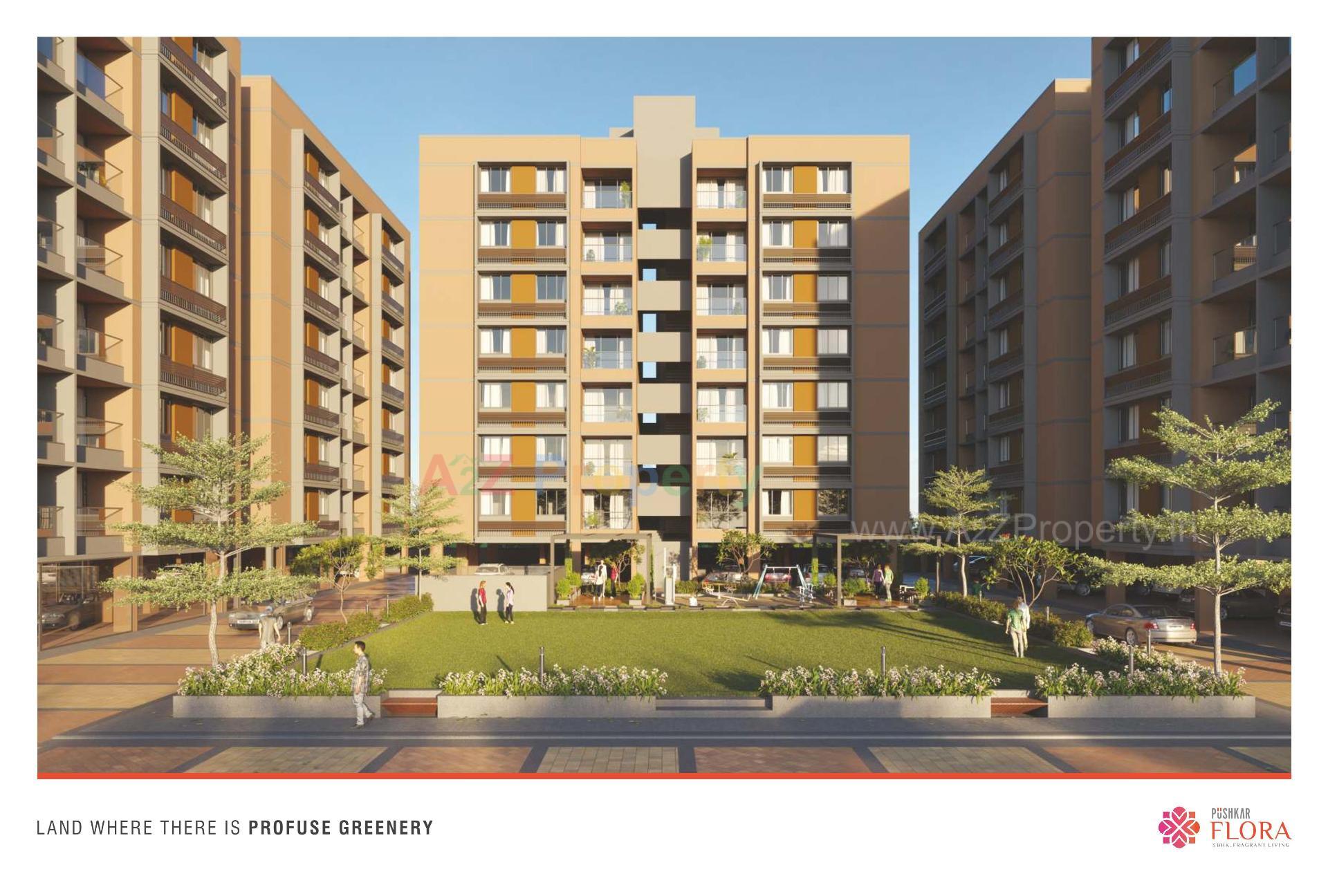 3D Elevation of real estate project Pushkar Flora located at Isanpur, Ahmedabad, Gujarat