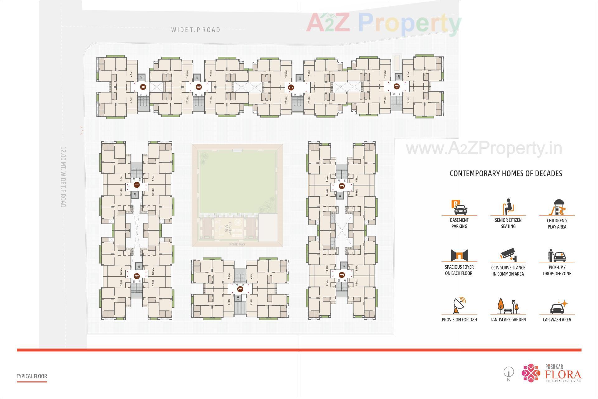 Layout of real estate project Pushkar Flora located at Isanpur, Ahmedabad, Gujarat