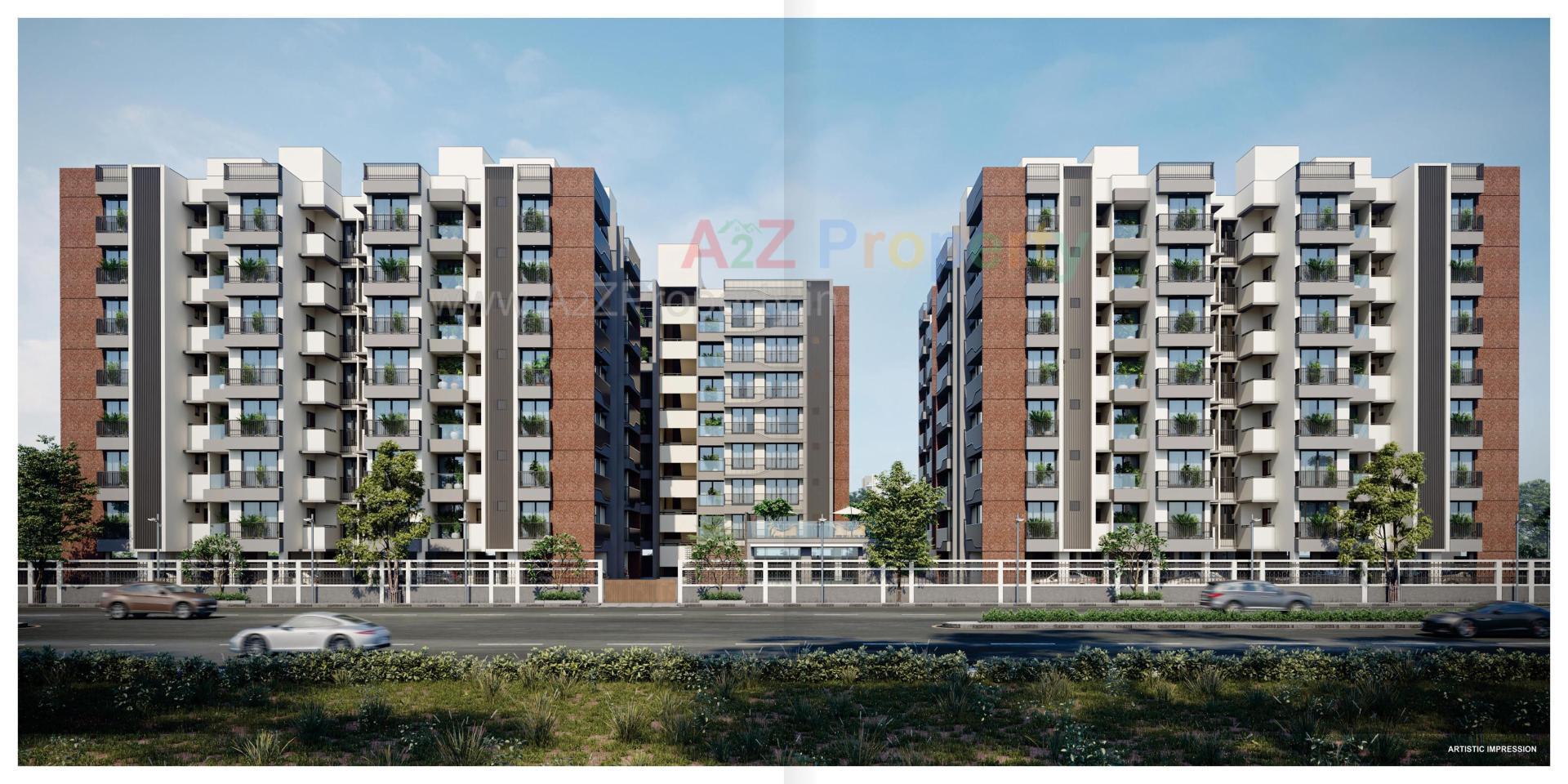 3D Elevation of real estate project Pushkar Gold located at Vatva, Ahmedabad, Gujarat