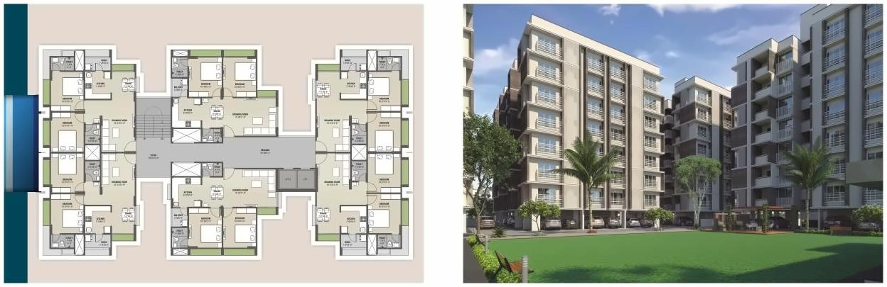 Layout of real estate project Pushkar Heights located at Nikol, Ahmedabad, Gujarat