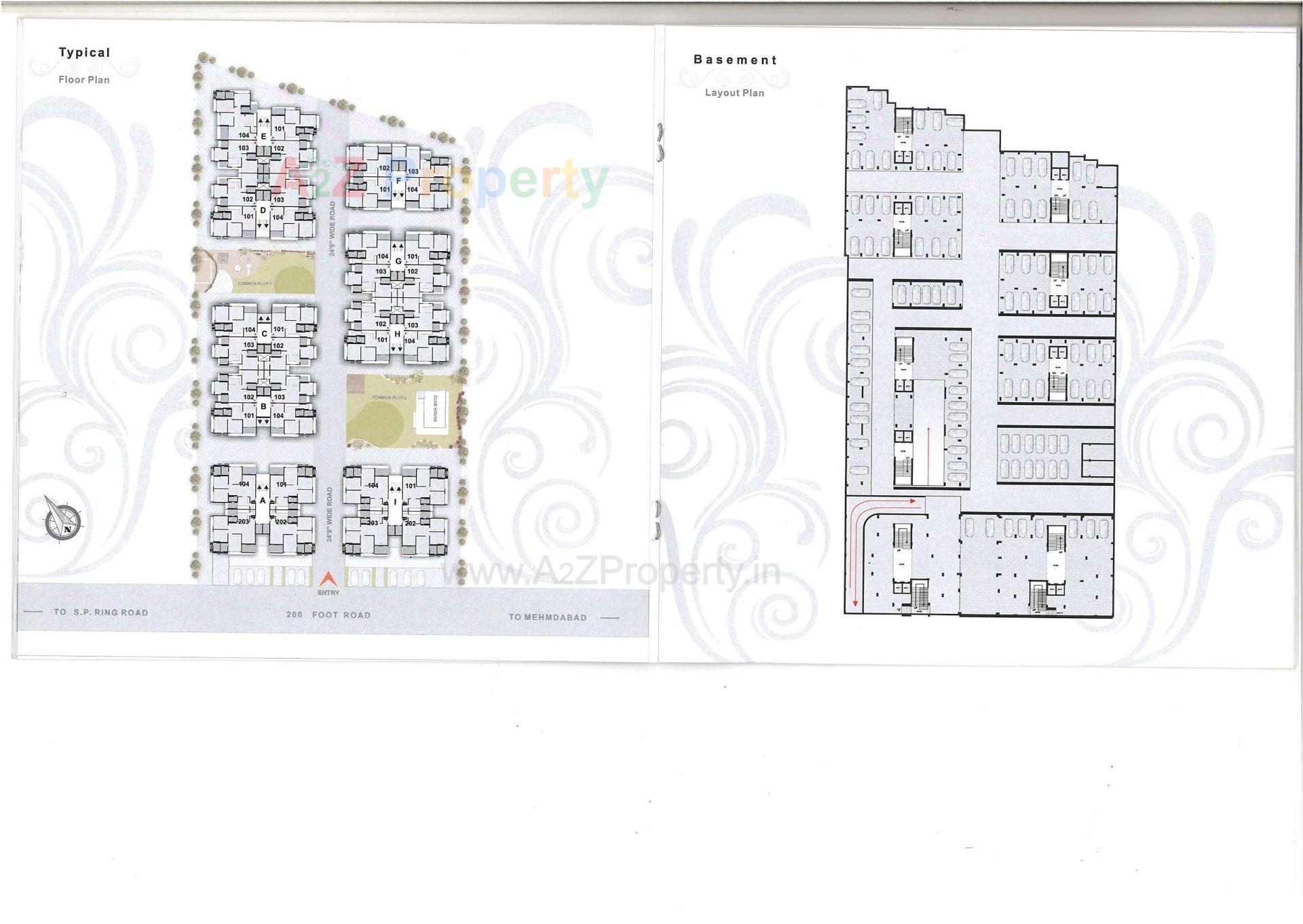 Layout of real estate project Pushkar Hill located at Hathijan, Ahmedabad, Gujarat