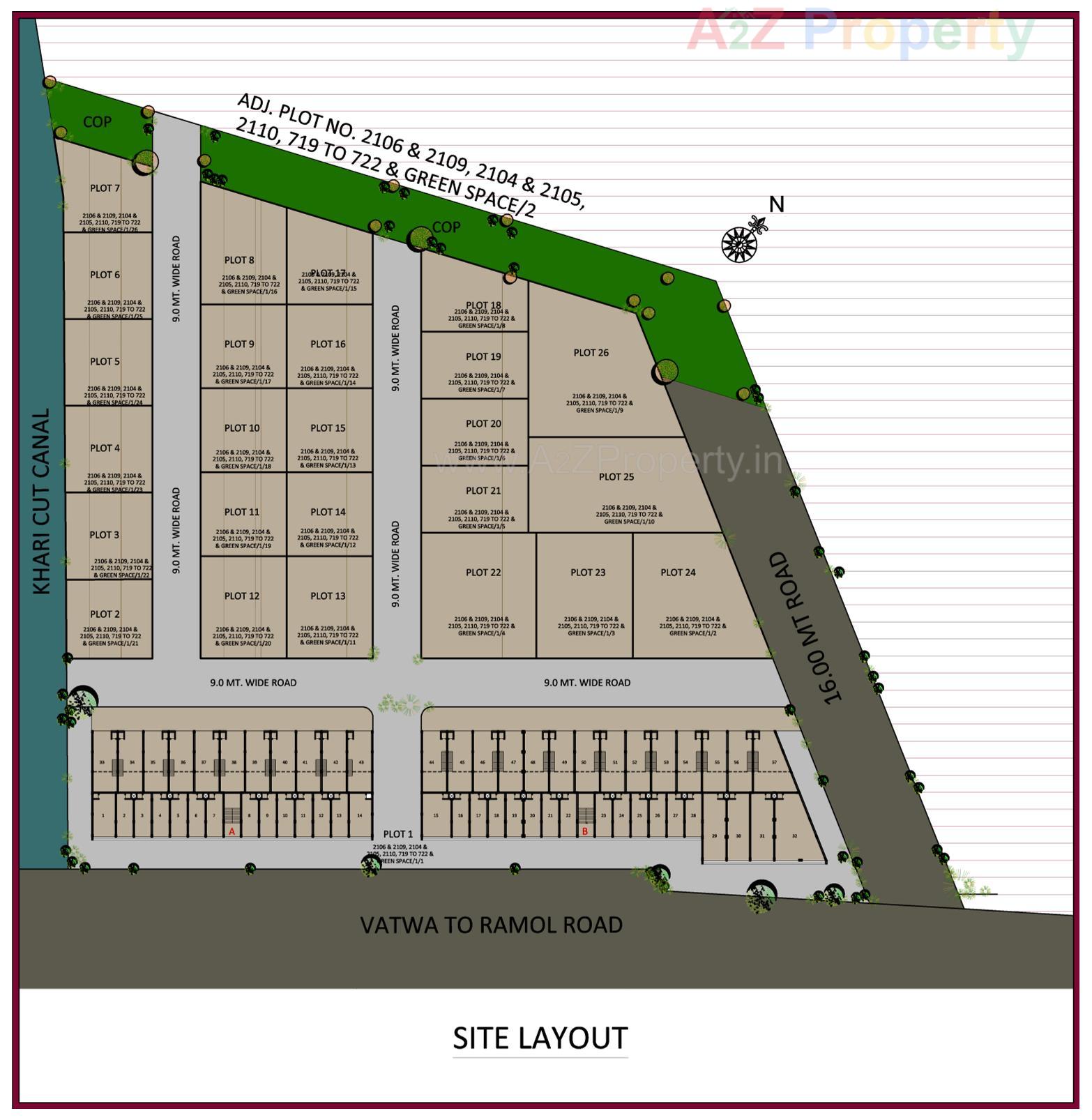 Layout of real estate project Pushkar Industrial Hub located at Ramol, Ahmedabad, Gujarat