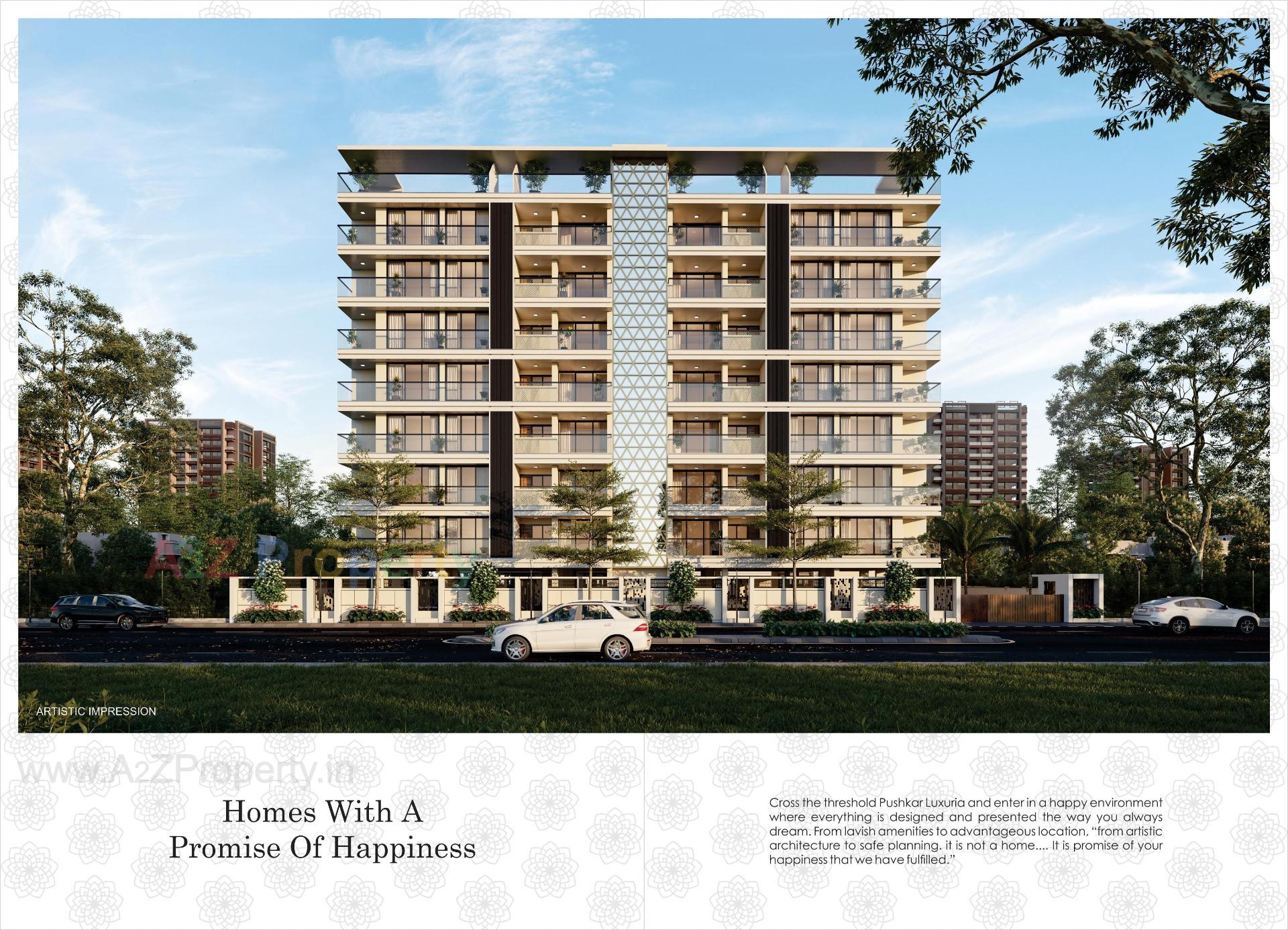 3D Elevation of real estate project Pushkar Luxuria located at Ahmedabad, Ahmedabad, Gujarat