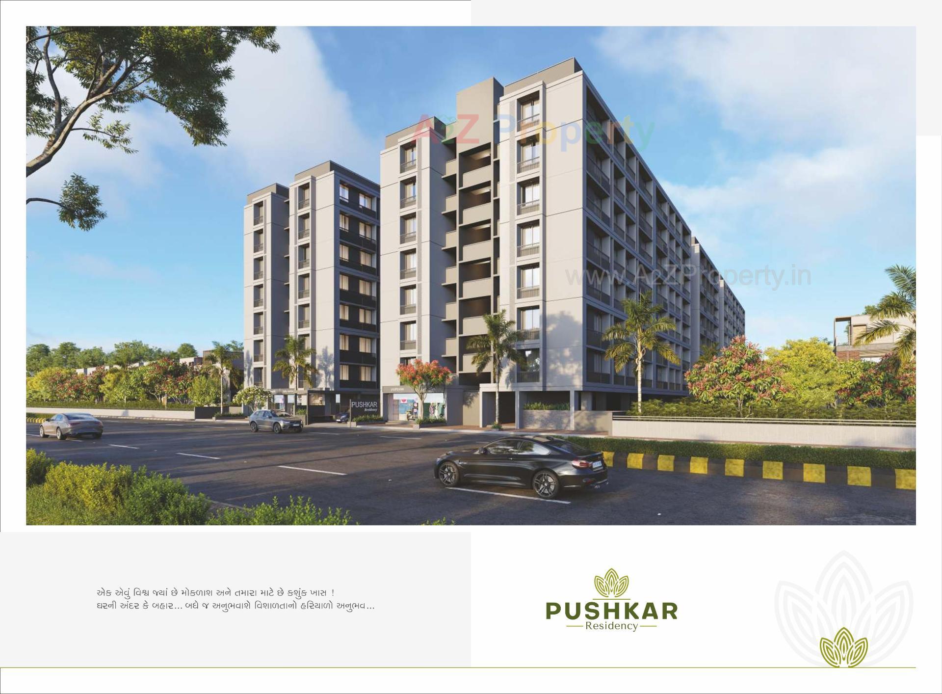 3D Elevation of real estate project Pushkar Residency located at Hanspura, Ahmedabad, Gujarat