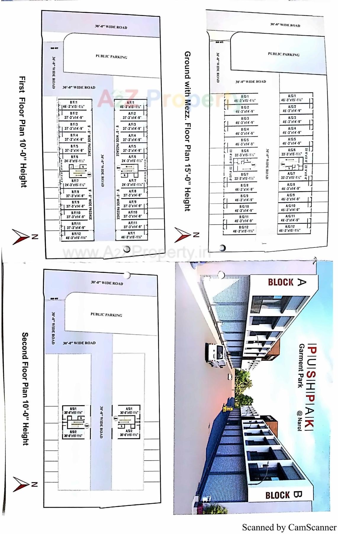 Layout of real estate project Pushpak Garment Park located at Isanpur, Ahmedabad, Gujarat