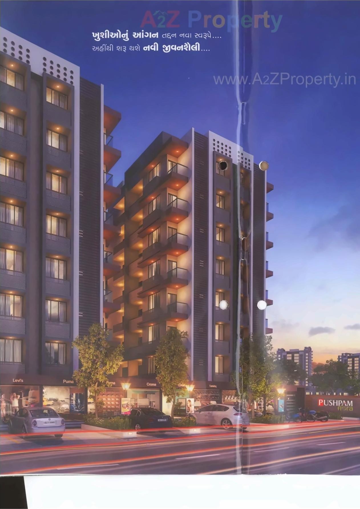 3D Elevation of real estate project Pushpam Flora located at Chiloda, Ahmedabad, Gujarat