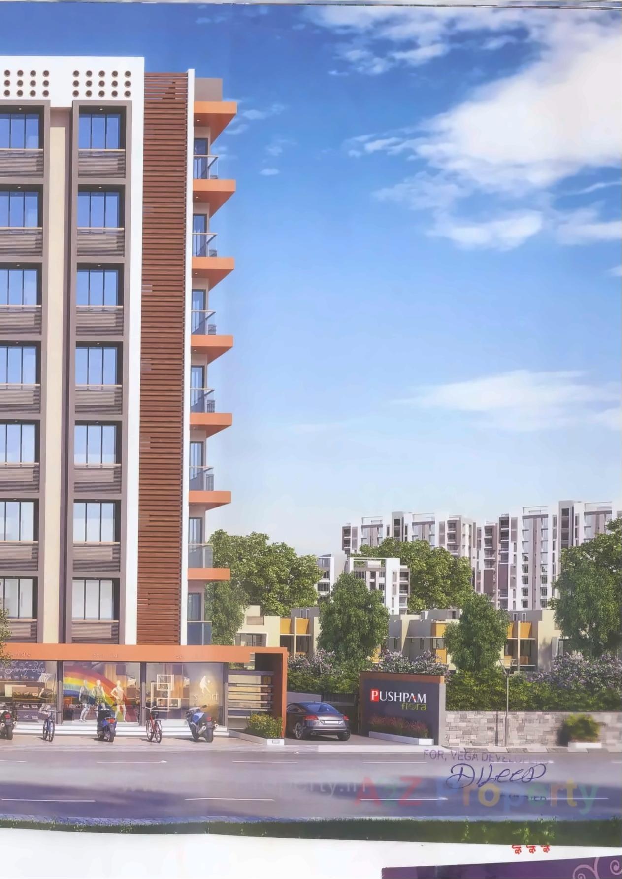 3D Elevation of real estate project Pushpam Flora located at Chiloda, Ahmedabad, Gujarat