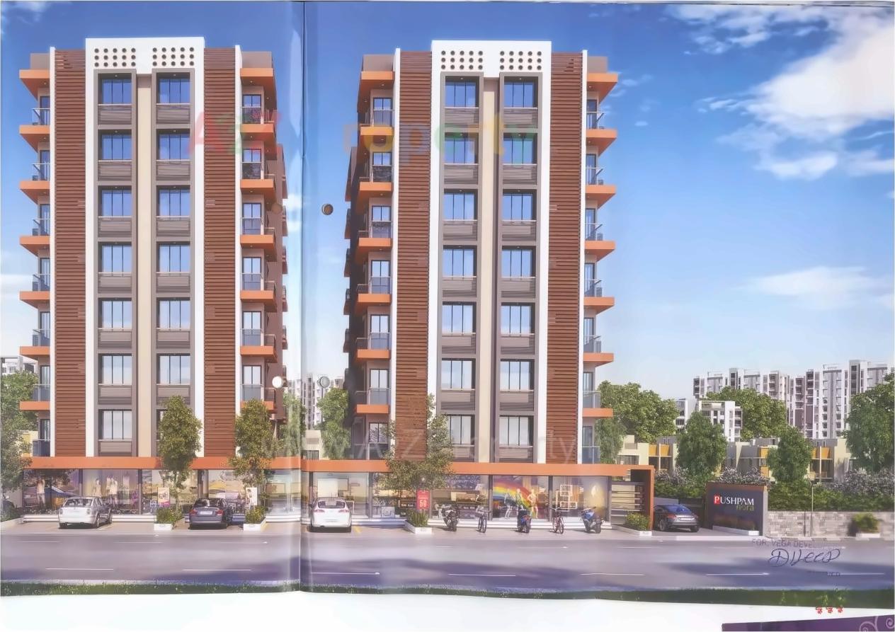 3D Elevation of real estate project Pushpam Flora located at Chiloda, Ahmedabad, Gujarat