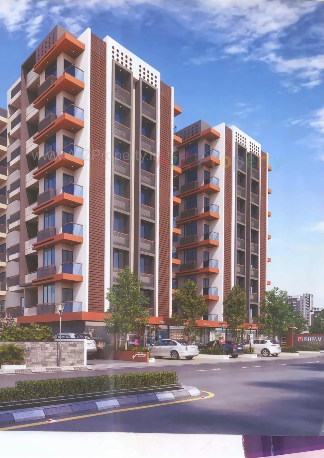 3D Elevation of real estate project Pushpam Flora located at Chiloda, Ahmedabad, Gujarat