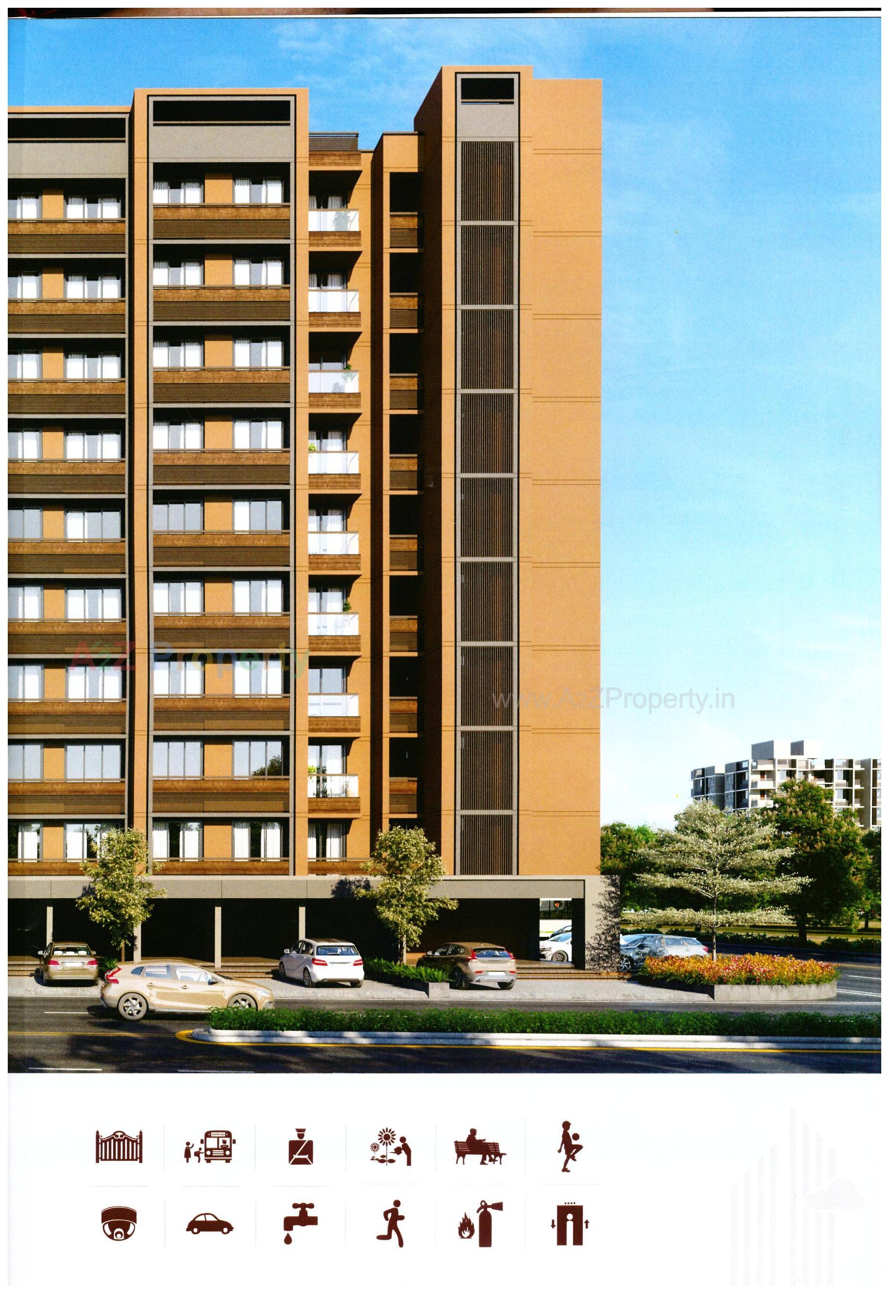 3D Elevation of real estate project Pushpam Heights located at Hanspura, Ahmedabad, Gujarat