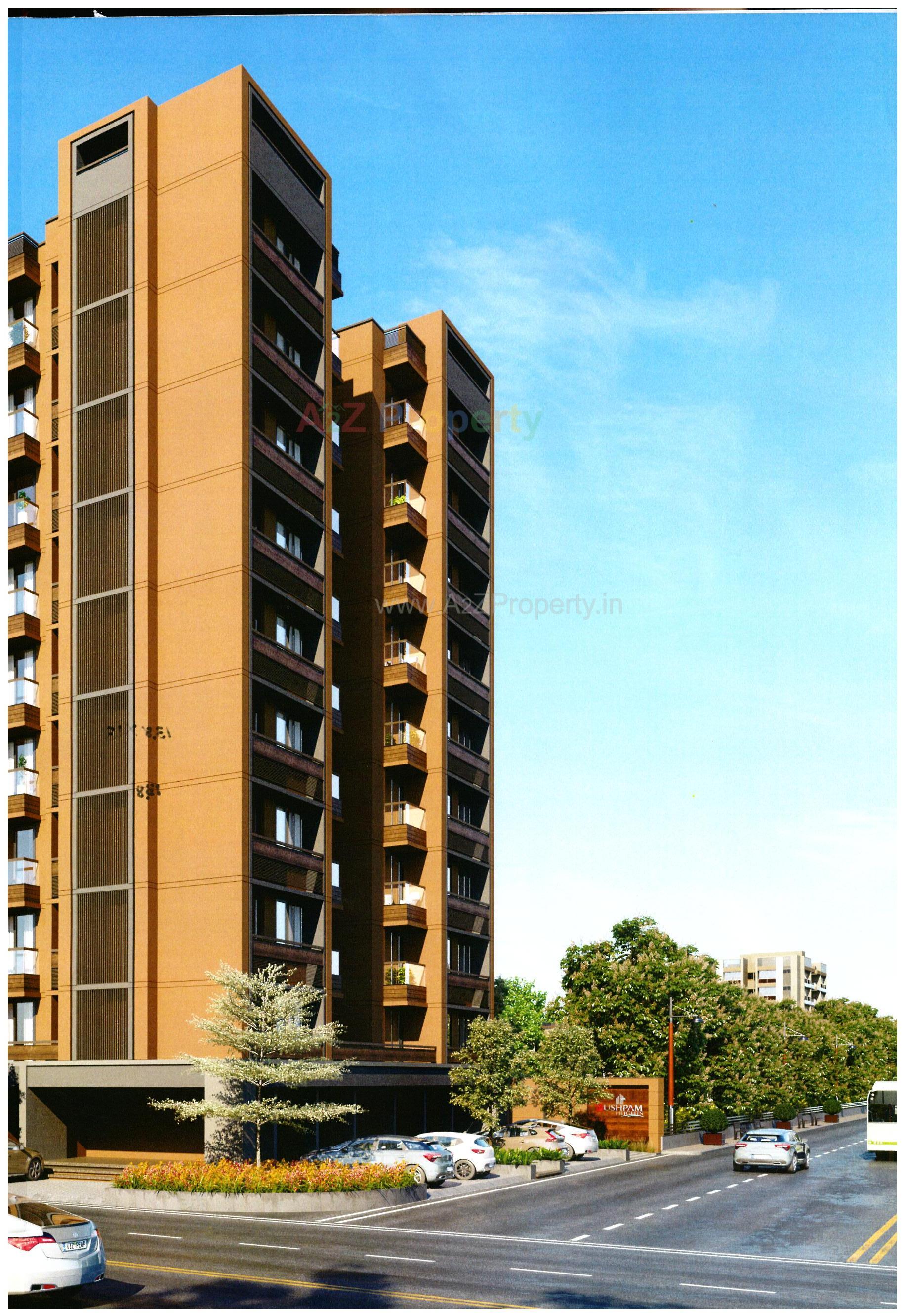 3D Elevation of real estate project Pushpam Heights located at Hanspura, Ahmedabad, Gujarat