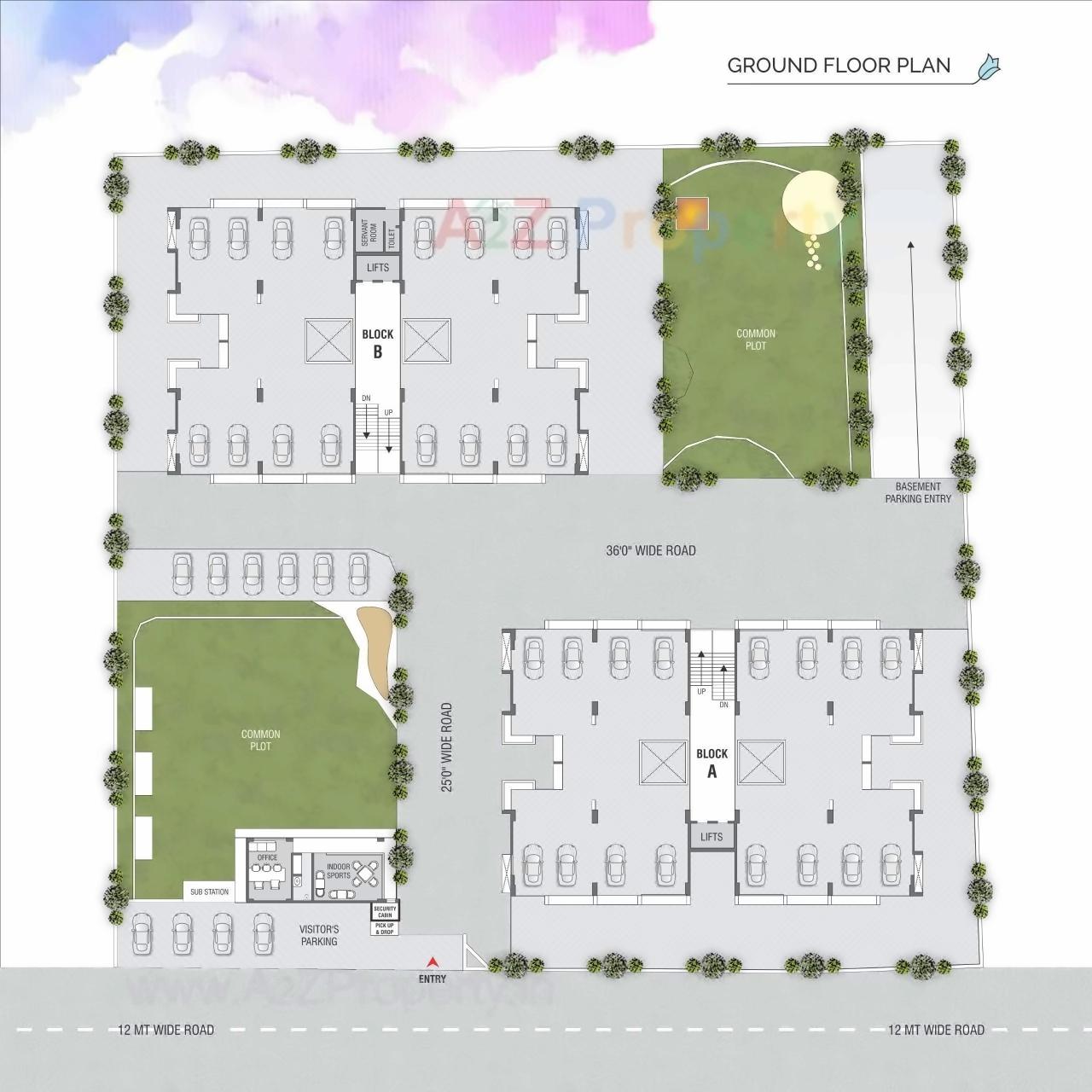 Layout of real estate project Pushpam located at Thaltej, Ahmedabad, Gujarat