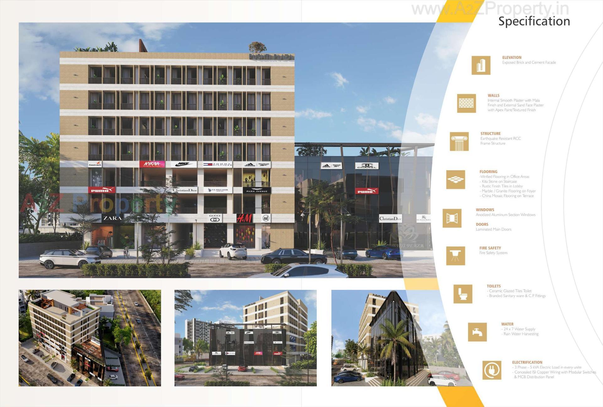 3D Elevation of real estate project Pushti Plaza located at Ahmedabad, Ahmedabad, Gujarat