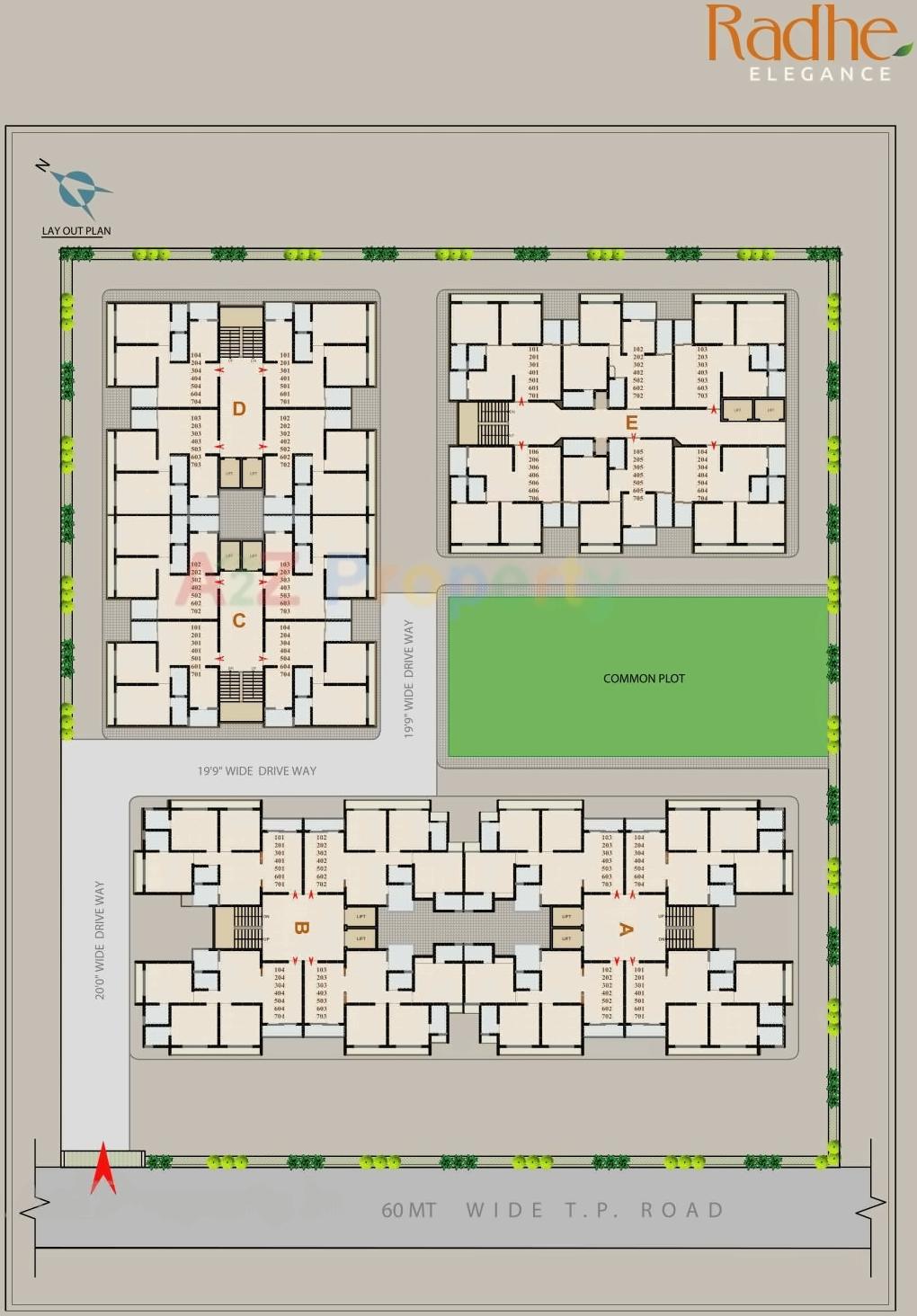 Layout of real estate project Radhe Elegance located at Hathijan, Ahmedabad, Gujarat