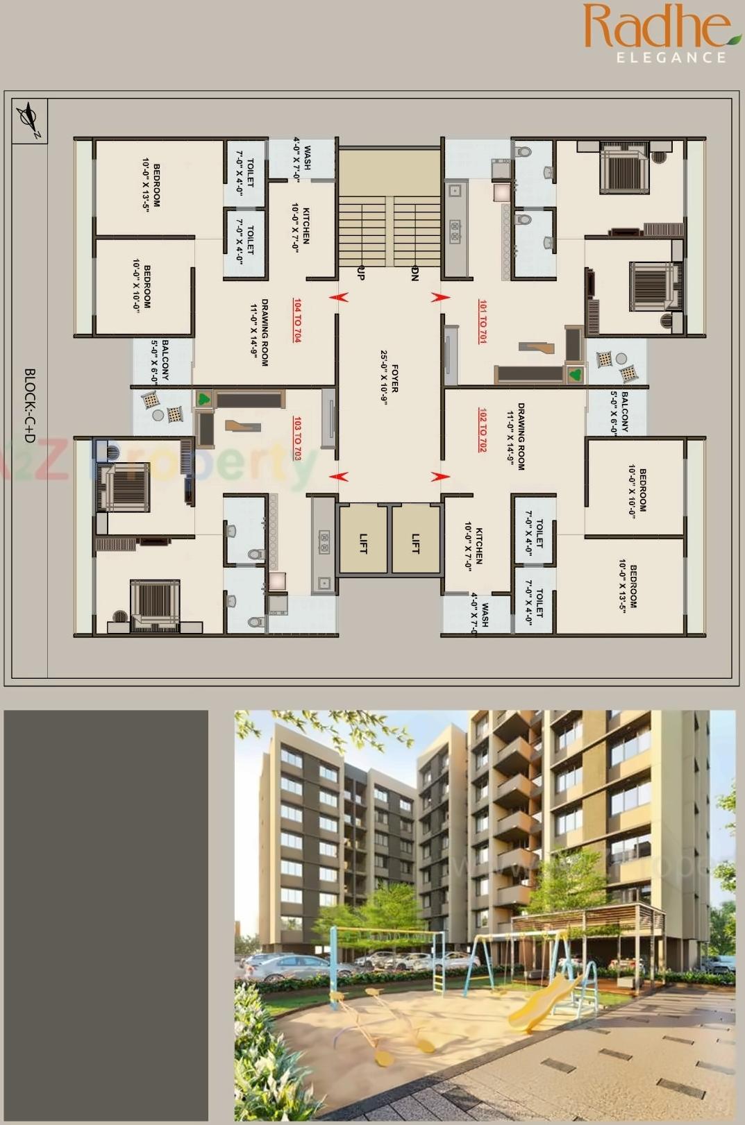 Layout of real estate project Radhe Elegance located at Hathijan, Ahmedabad, Gujarat