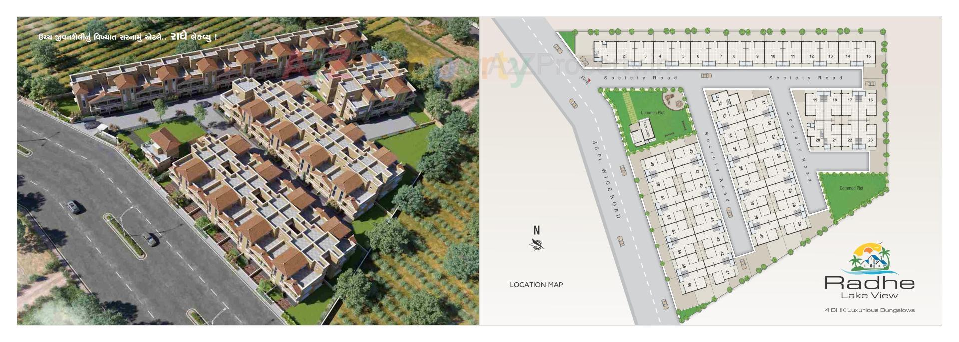 Layout of real estate project Radhe Lake View located at Hathijan, Ahmedabad, Gujarat